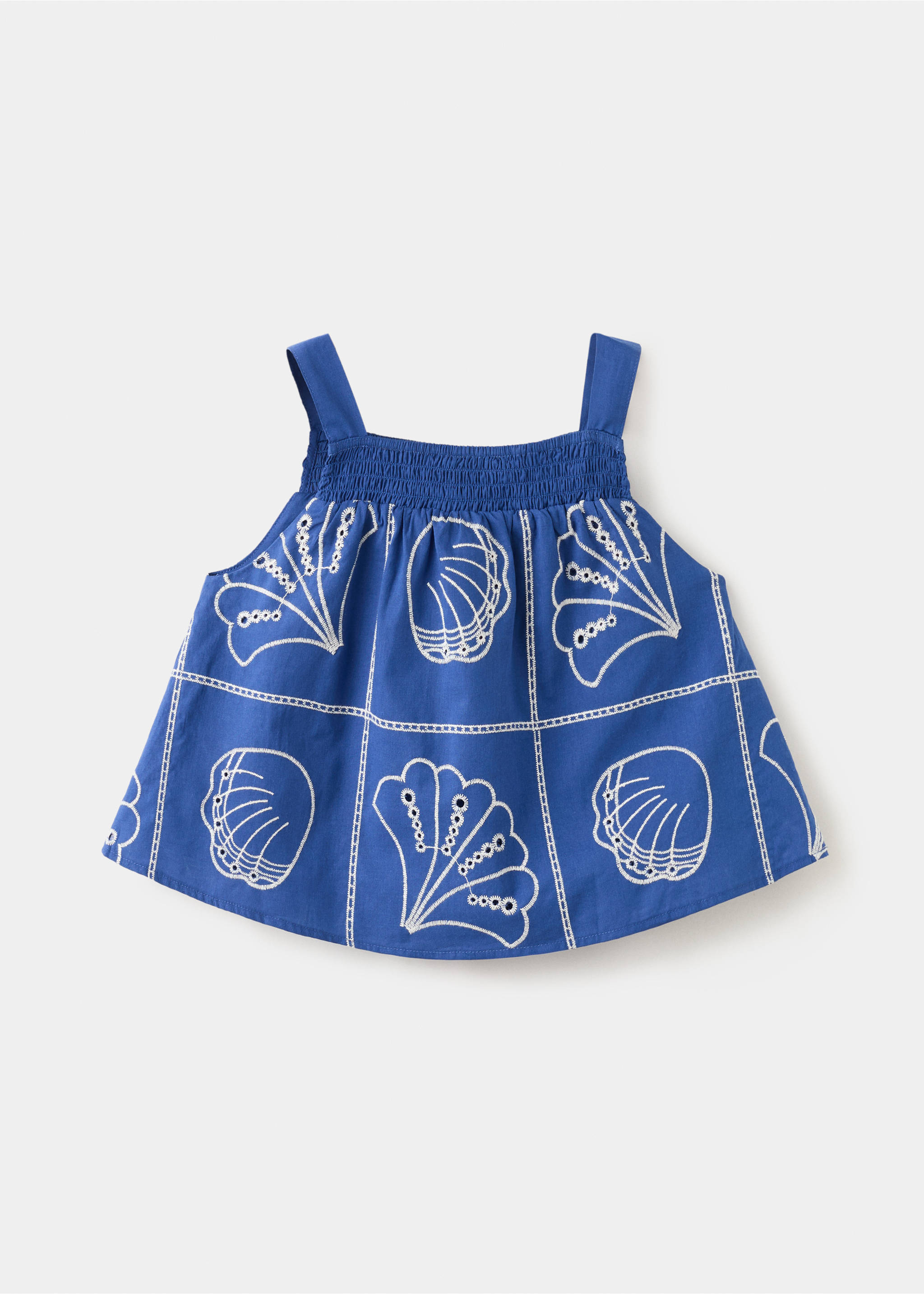 Blouse coton broderies - Verso de l’article, Bleu électrique. Ref: 27036733-00.