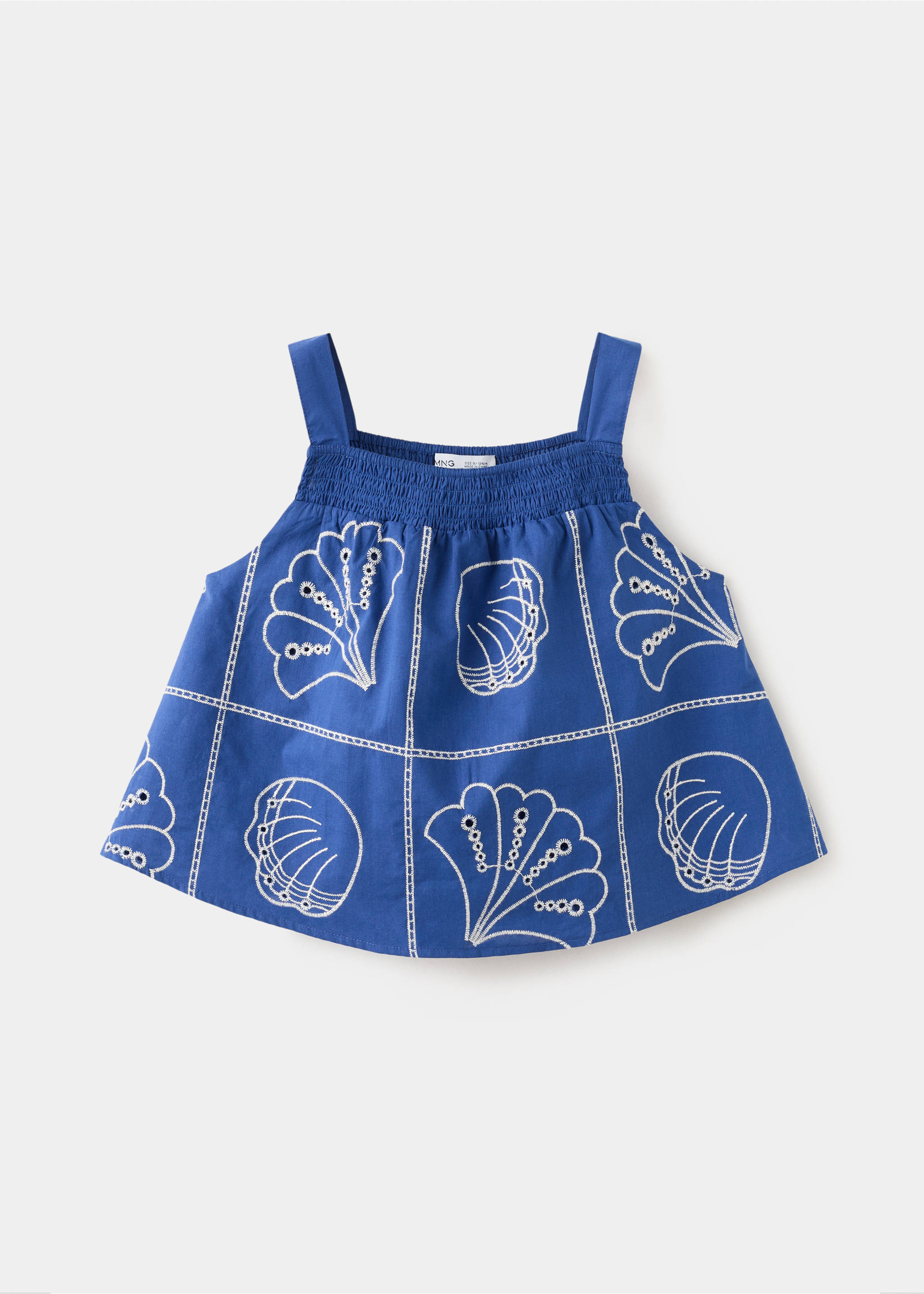 Blouse coton broderies - Article sans modèle, Bleu électrique. Ref: 27036733-00.