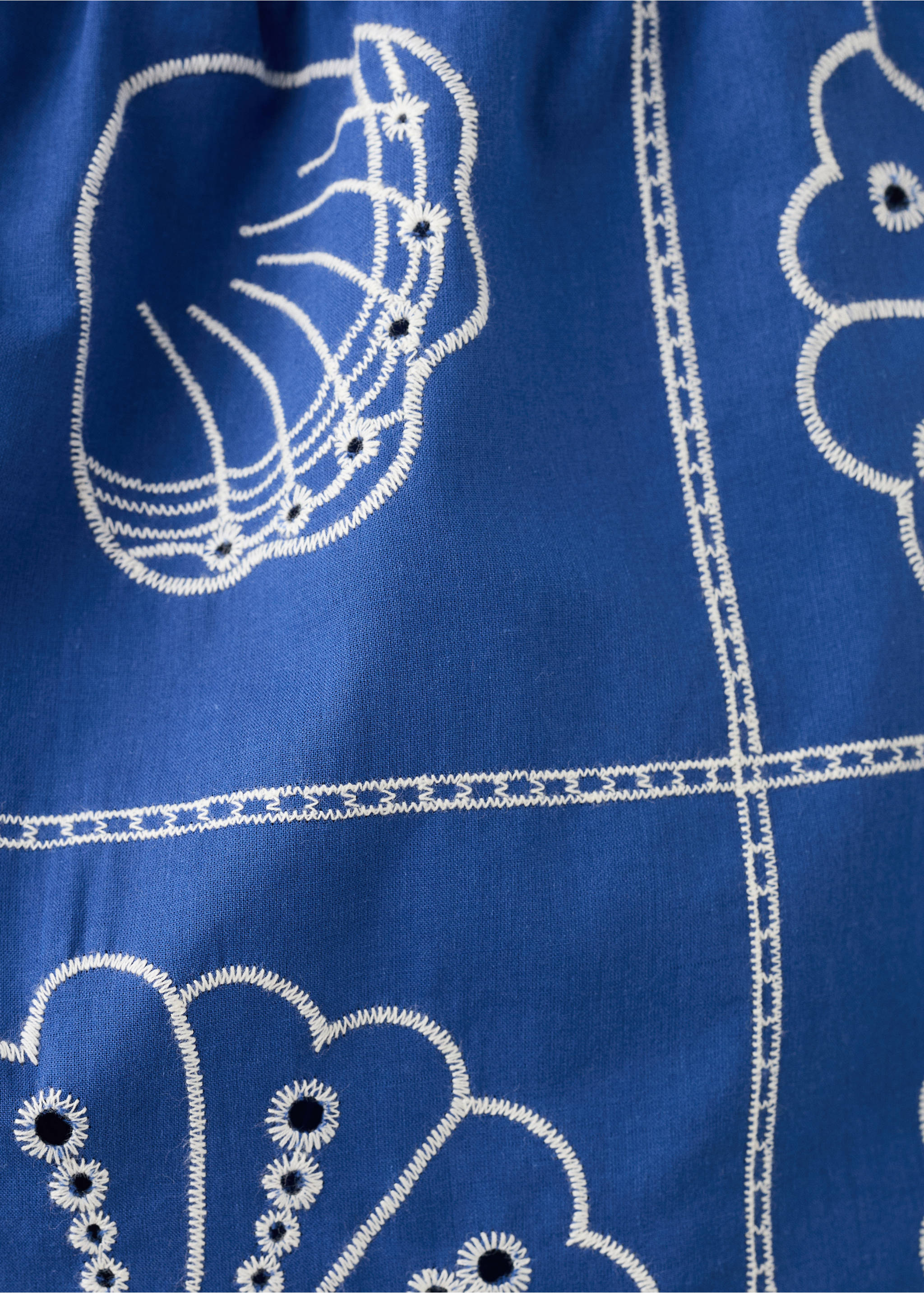 Хлопковая блузка с вышивкой - Деталь изделия 8, СИНИЙ ЭЛЕКТРИК. Ref: 27036733-00.