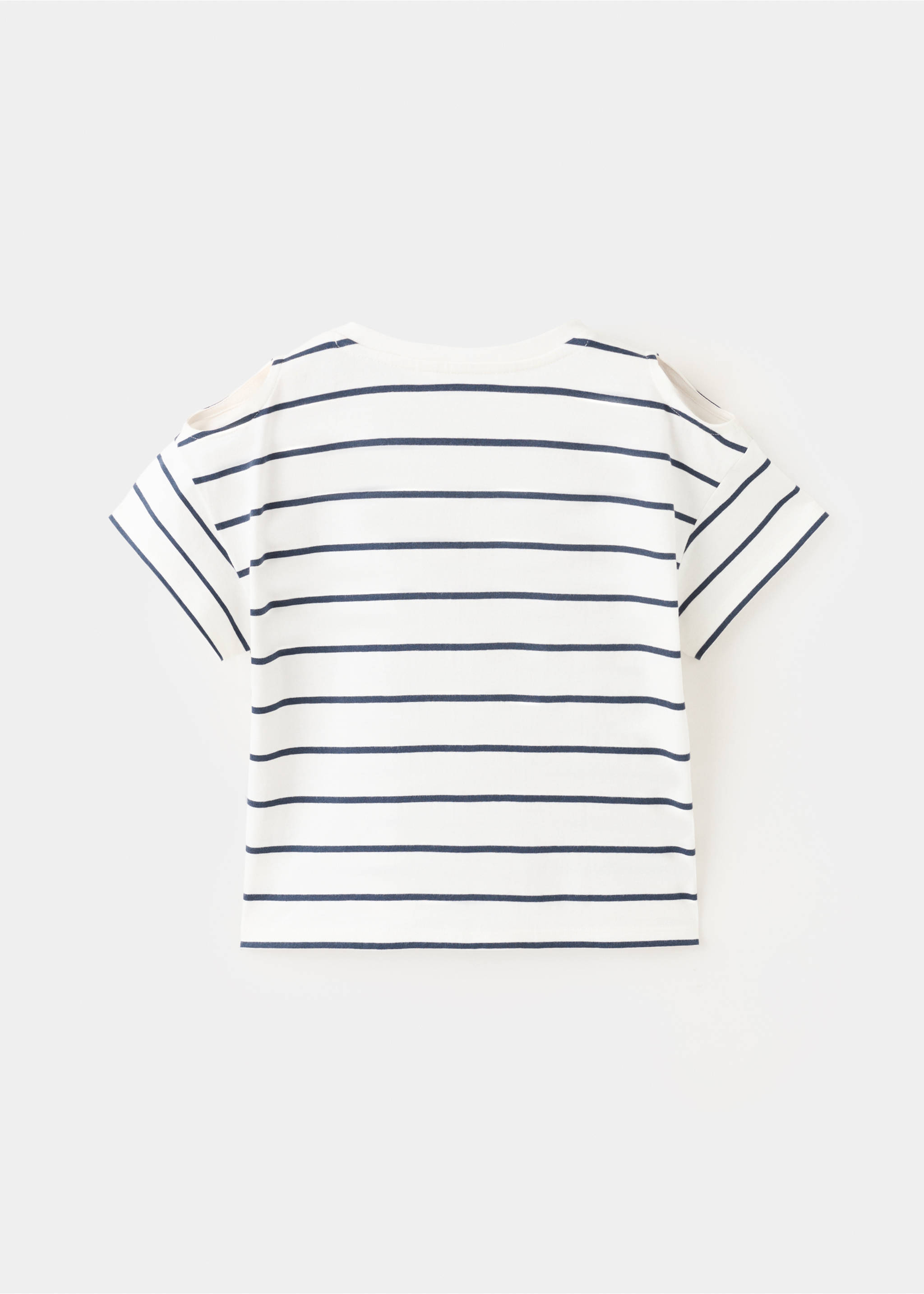 Striped cotton off-the-shoulder T-shirt - Reverse of the article, Navy. Ref: 27036735-00.