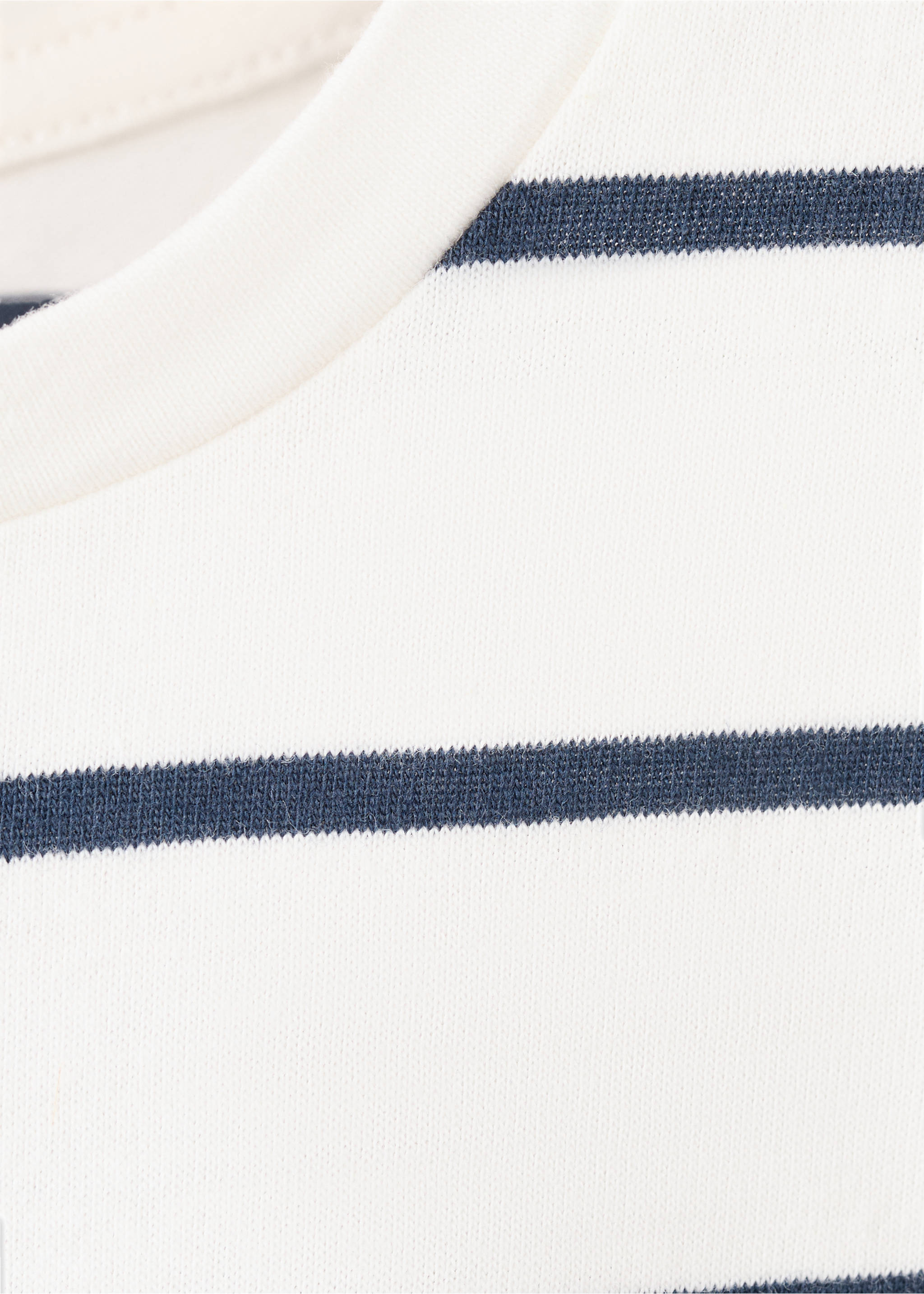 Striped cotton off-the-shoulder T-shirt - Details of the article 8, Navy. Ref: 27036735-00.