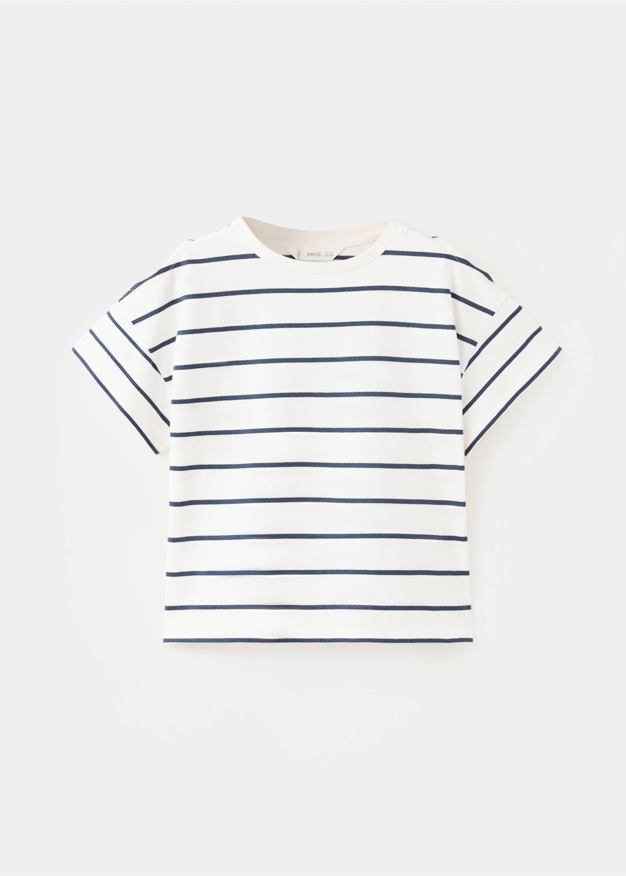 Striped cotton off-the-shoulder T-shirt - Article without model, Navy. Ref: 27036735-00.