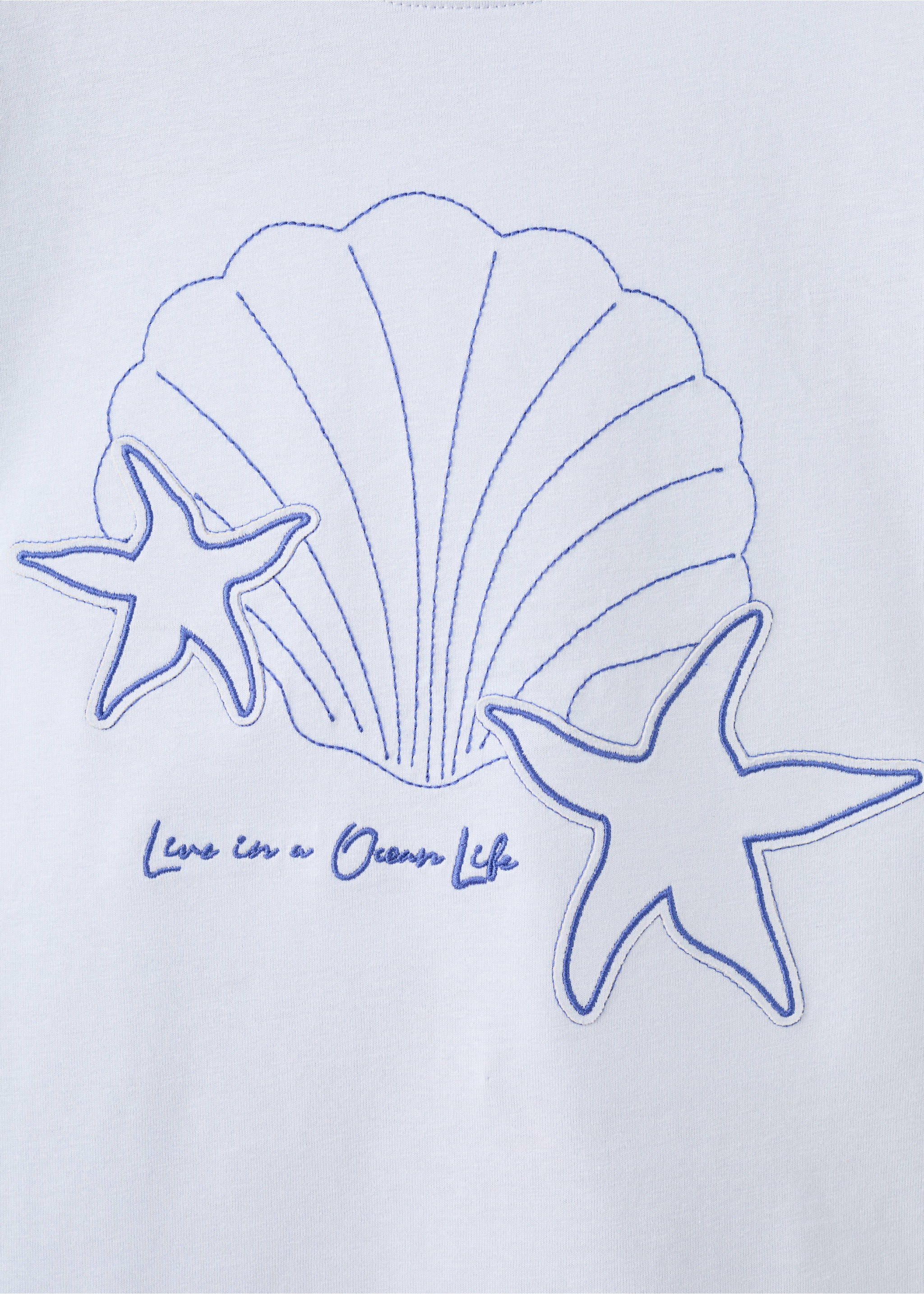 Baumwoll-T-Shirt mit Stickerei - Detail des Artikels 8, Himmelblau. Ref: 27036736-00.