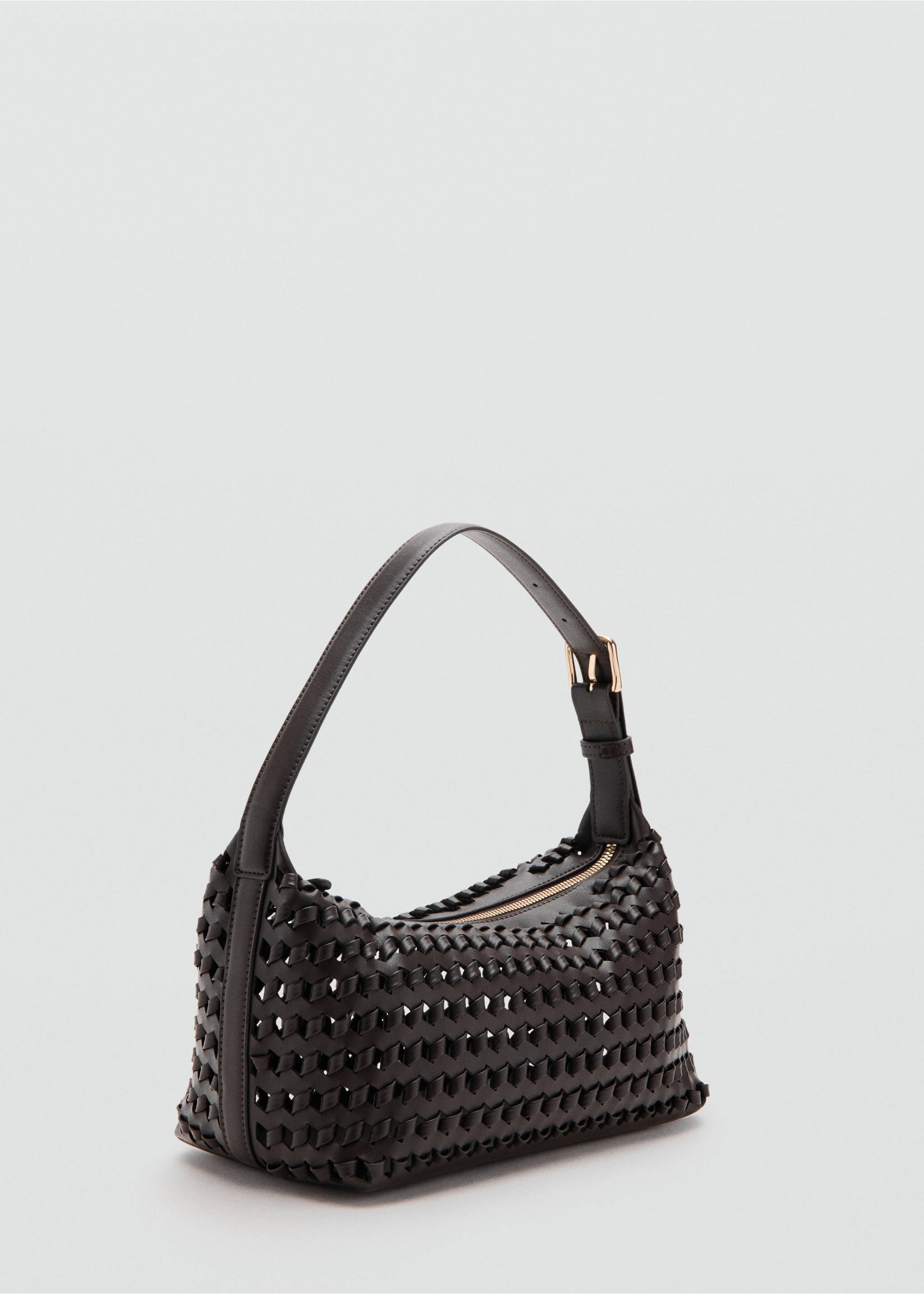 Braided shoulder bag - Medium plane, Chocolate. Ref: 27036741-00.