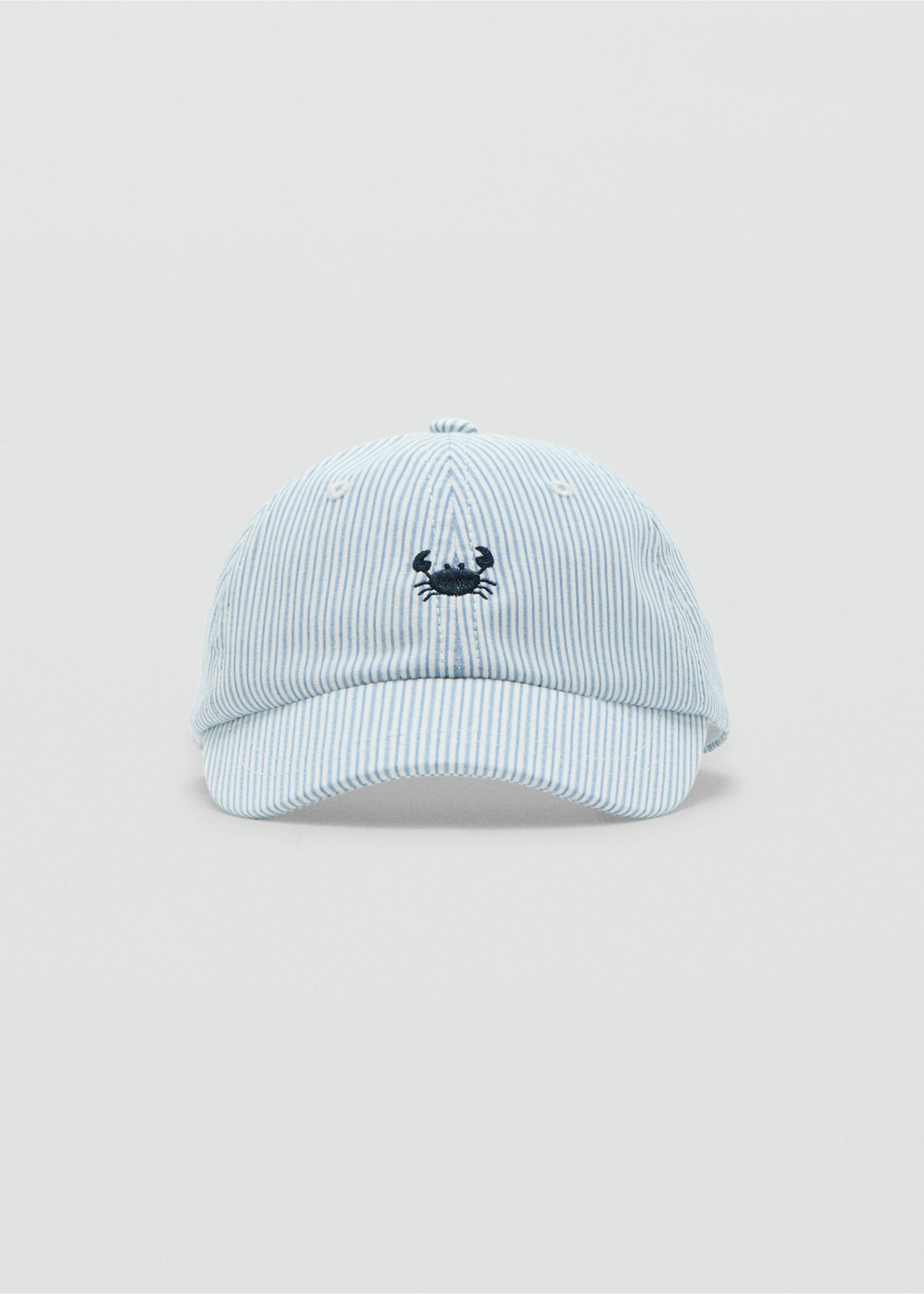 Gorra rayas detalle bordado - Plano medio, Azul celeste. Ref: 27036744-00.