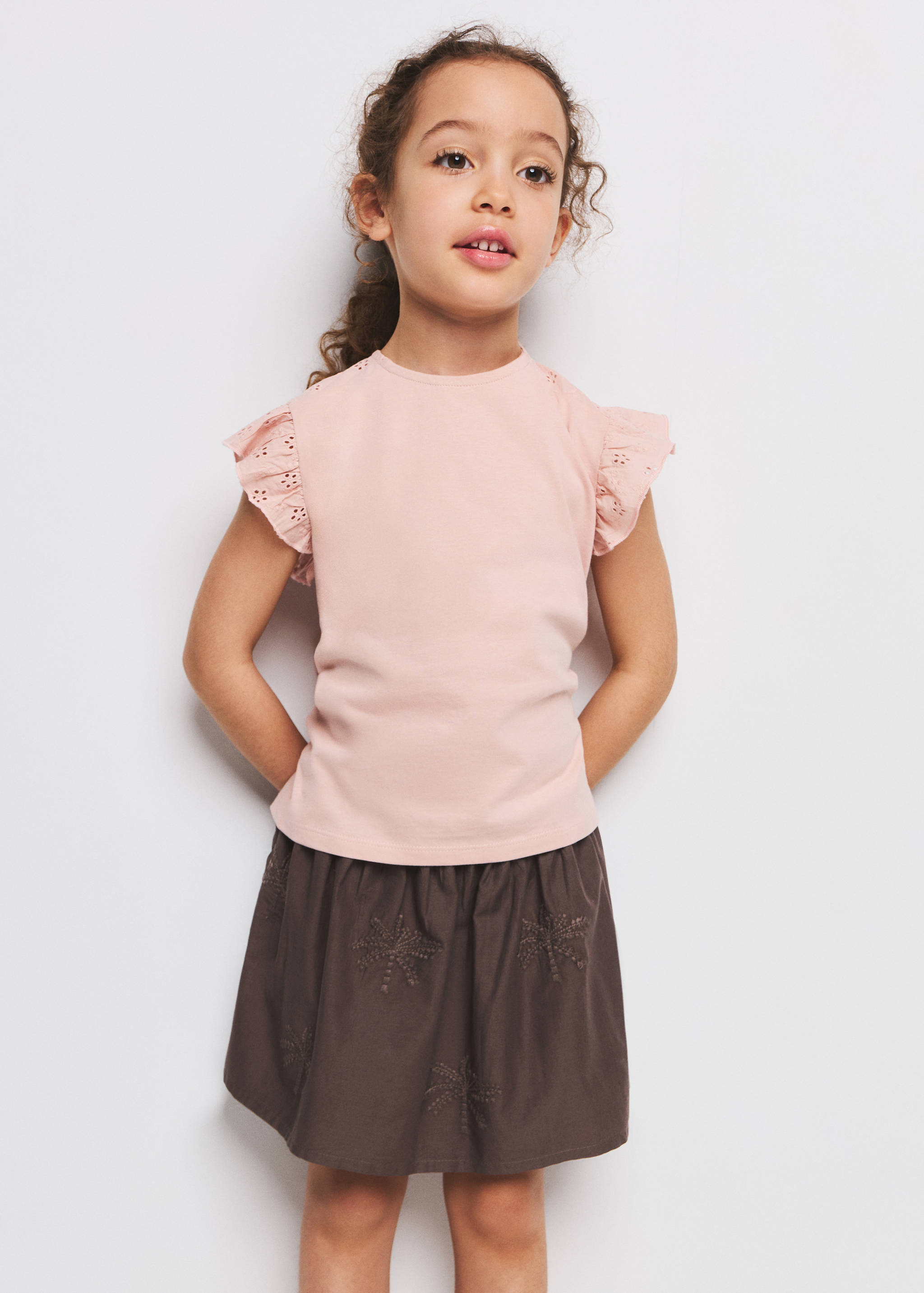 تنورة قطن بتفاصيل تطريز - رؤية عامة