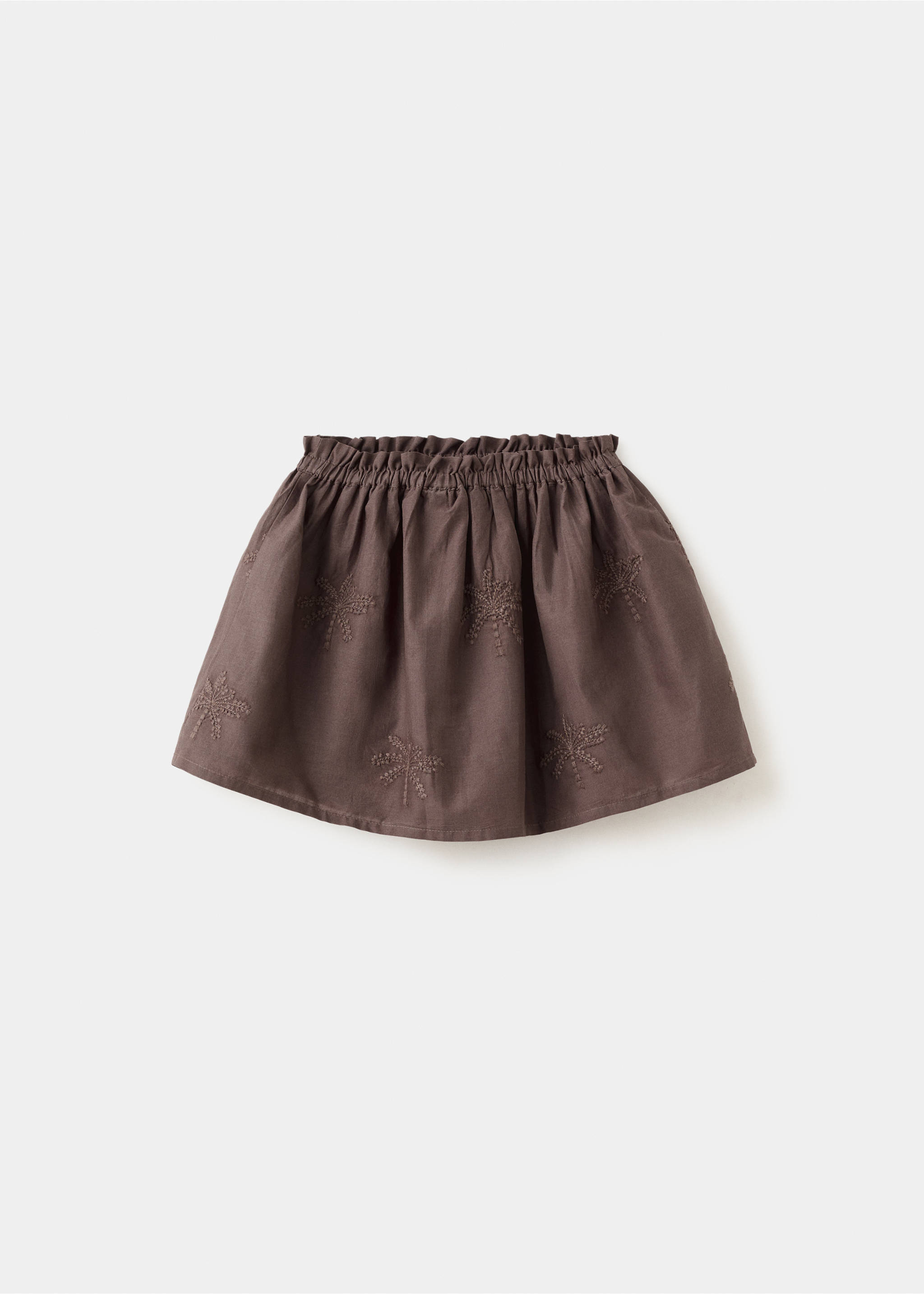 Katoenen rok met geborduurde details - Achterkant van het artikel, Chocoladebruin. Ref: 27036745-00.