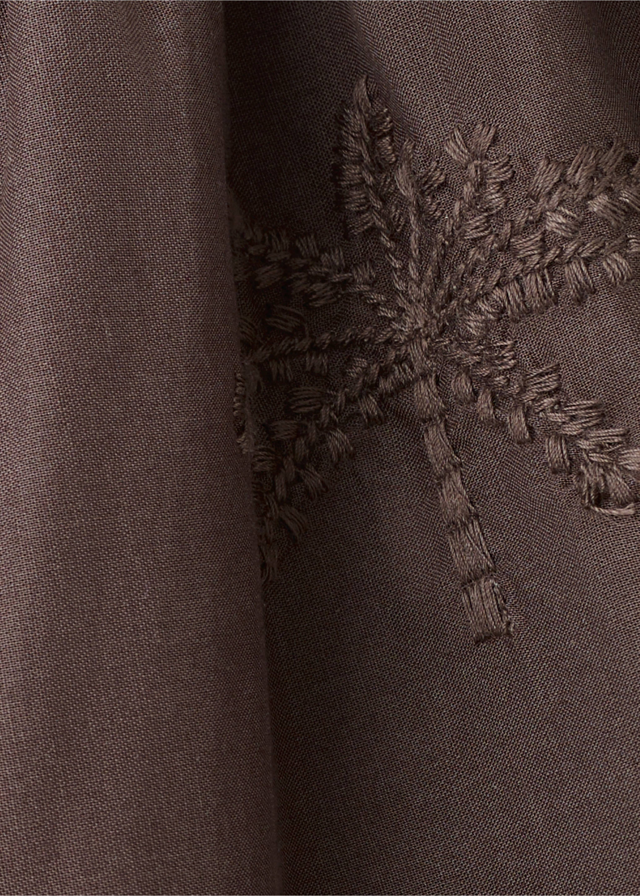 Katoenen rok met geborduurde details - Detail van het artikel 8, Chocoladebruin. Ref: 27036745-00.