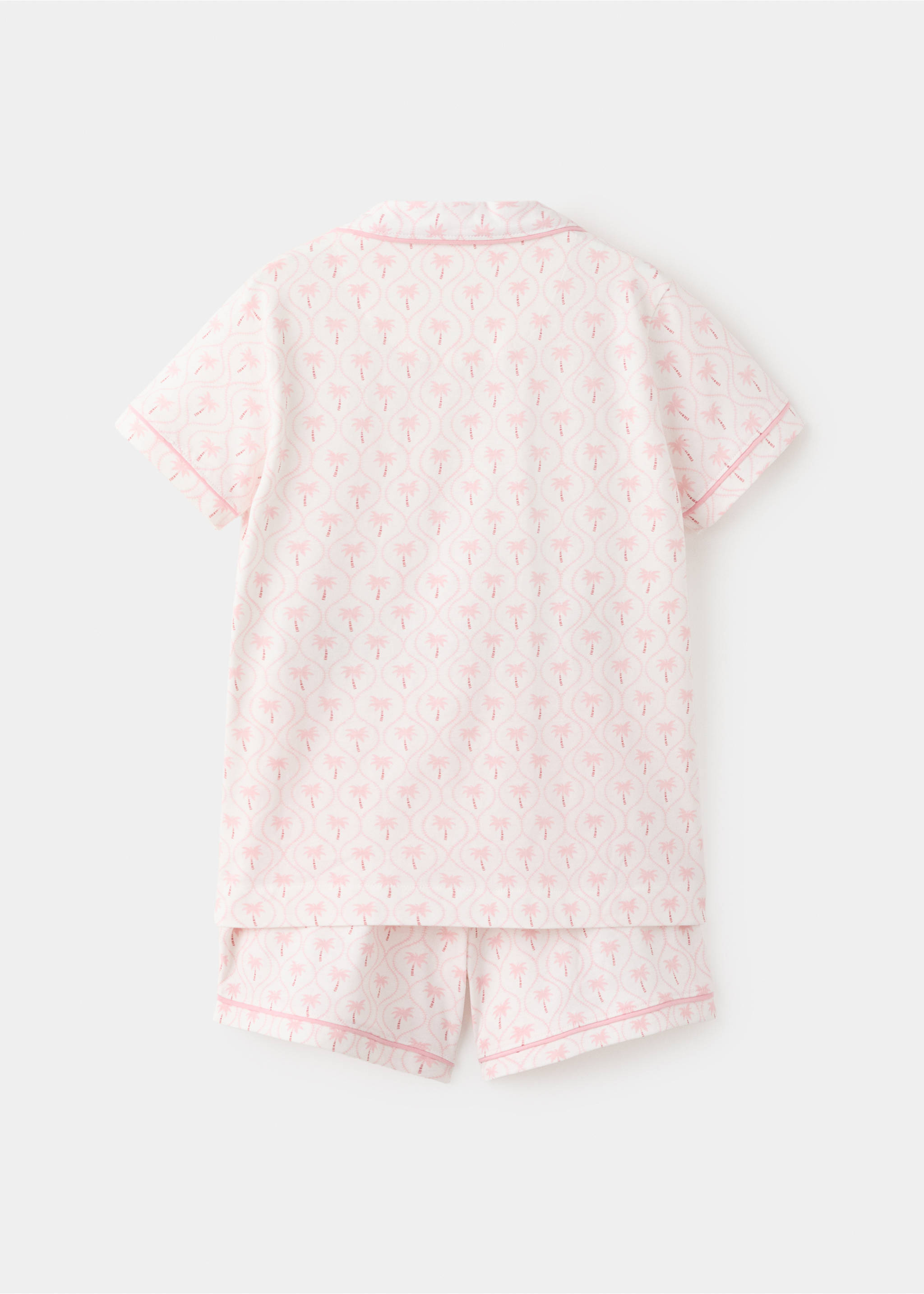 Korte pyjama met palmbomenprint - Achterkant van het artikel, Roze. Ref: 27036747-00.