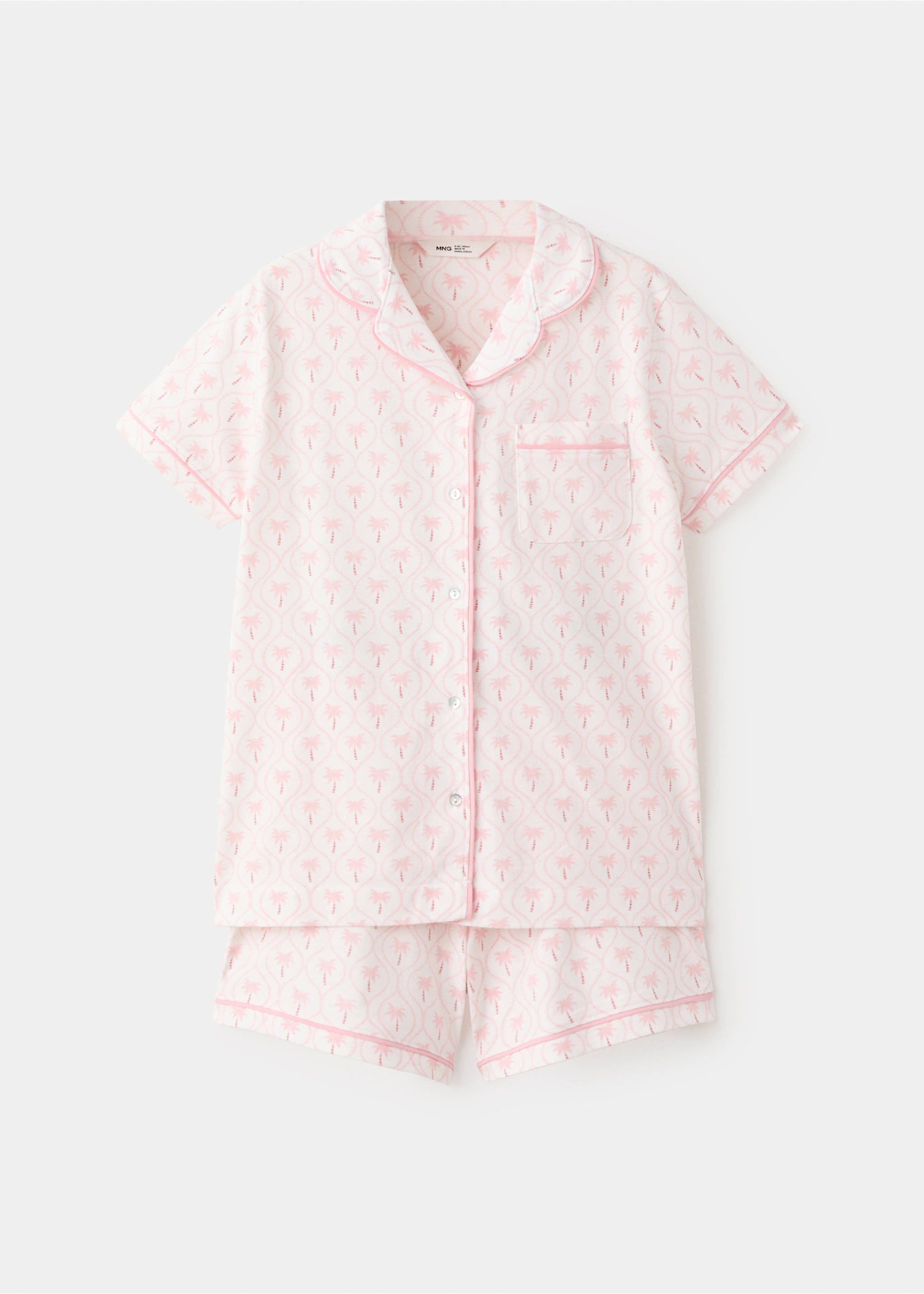 Palm tree print short pyjama set - Article without model, Pink. Ref: 27036747-00.