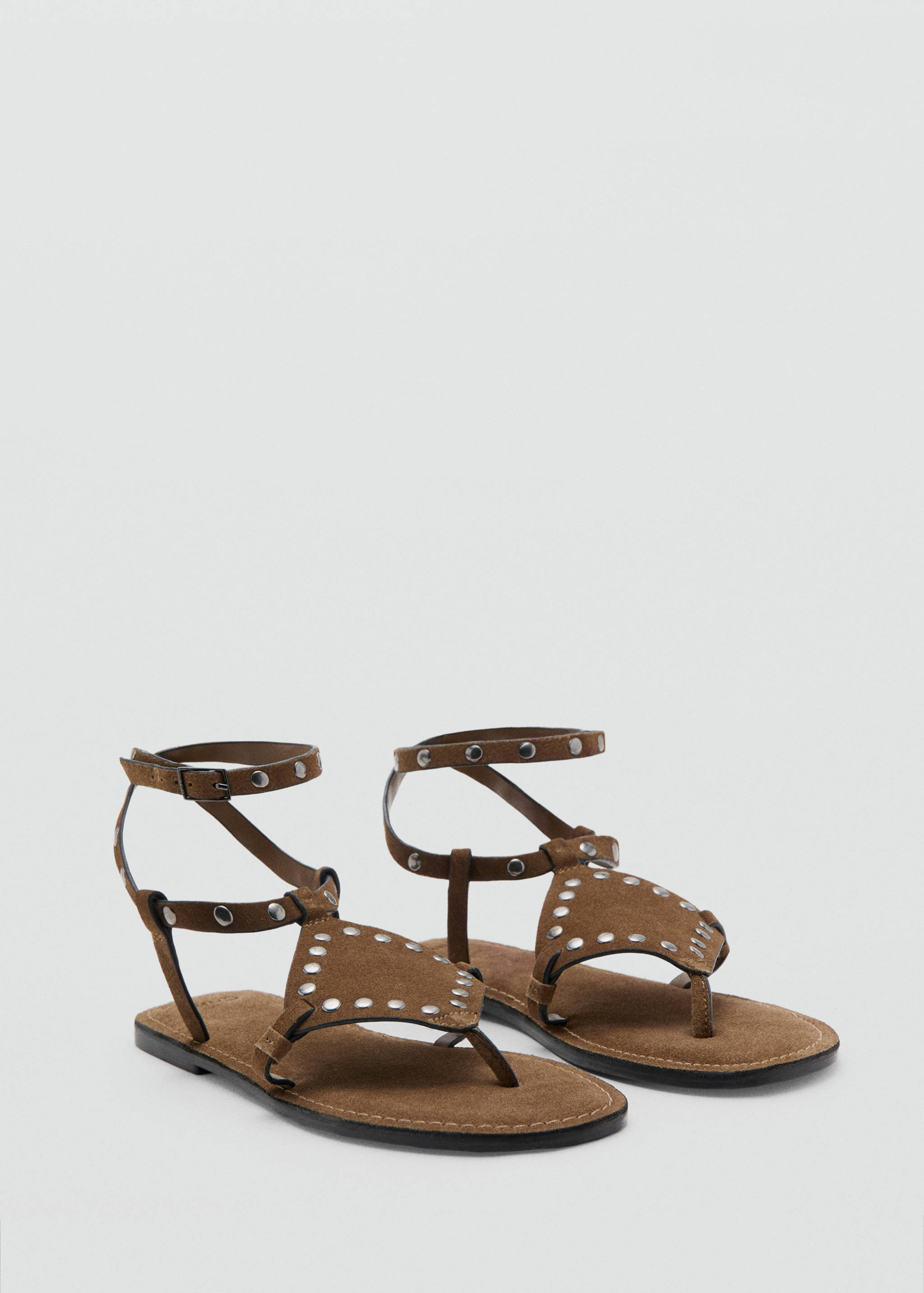 Studded leather sandals - Medium plane