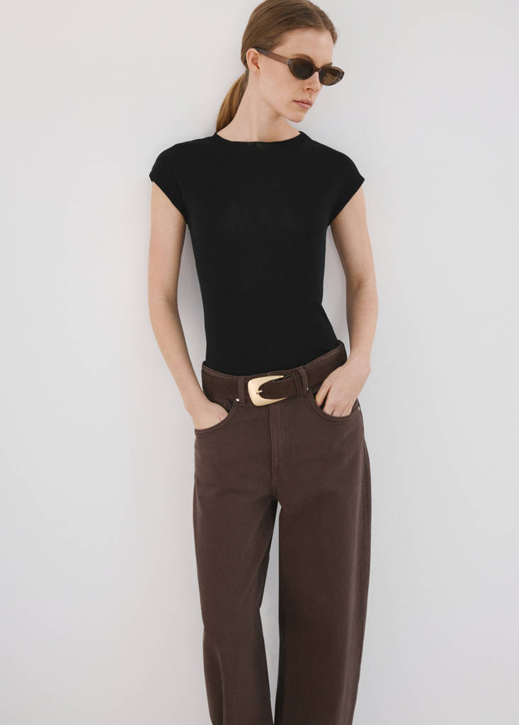 Lyocell jersey with cut-out back — Black