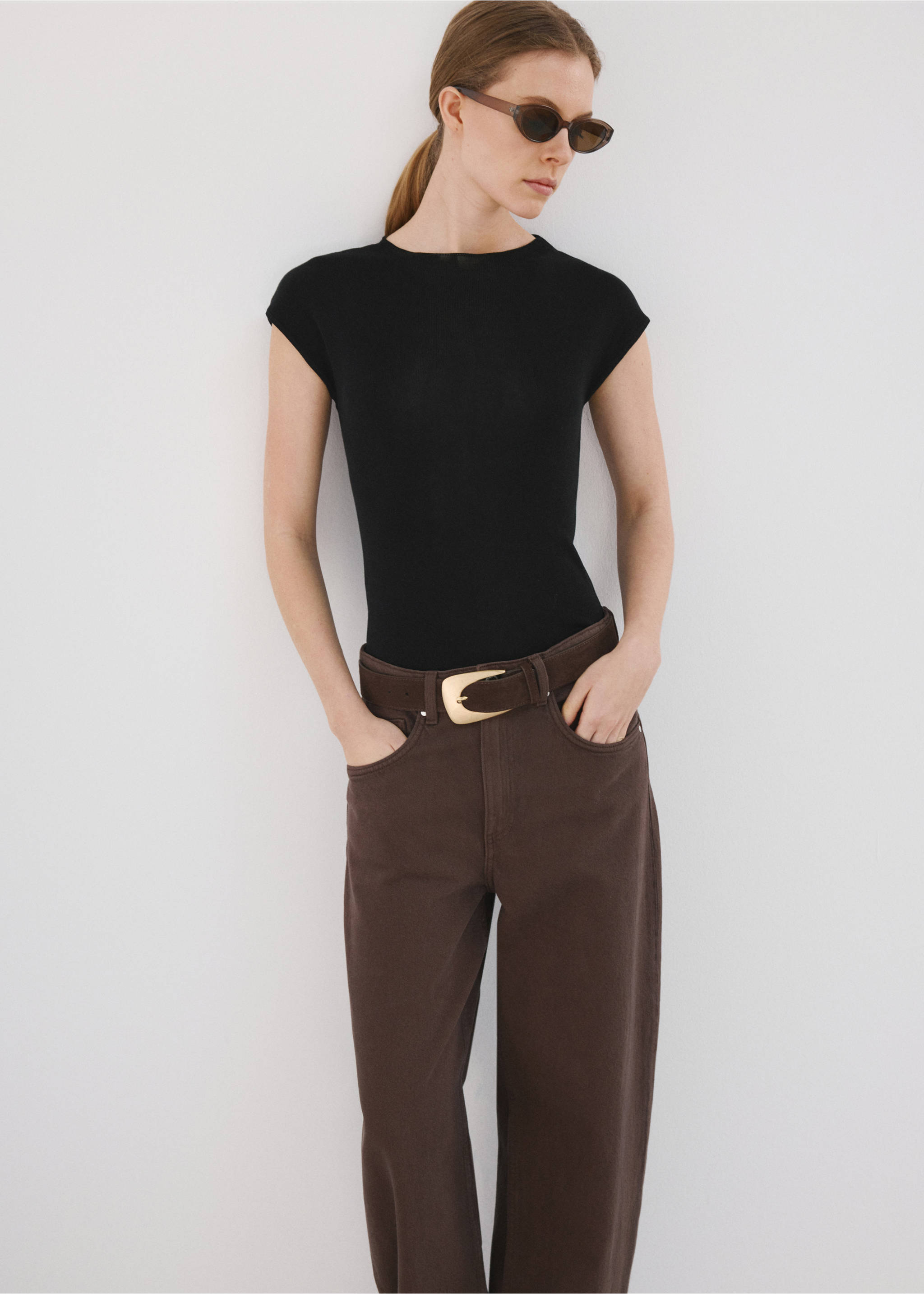 Lyocell jersey with cut-out back - Medium plane, Black. Ref: 27037139-00.