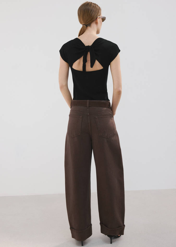 Lyocell jersey with cut-out back — Black