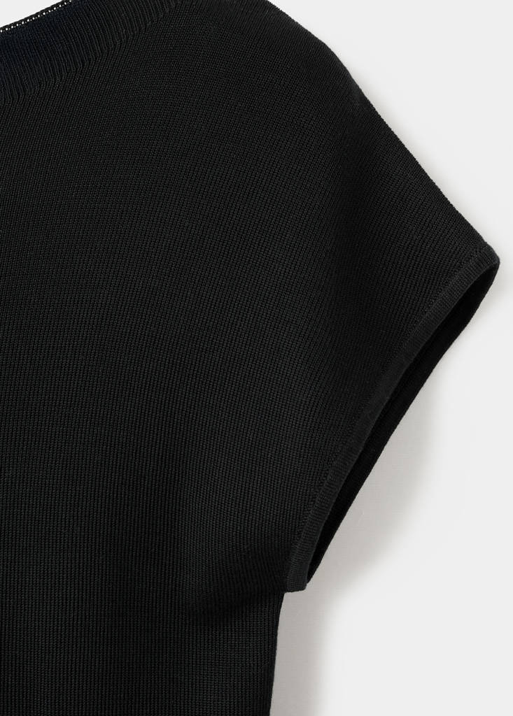 Lyocell jersey with cut-out back — Black