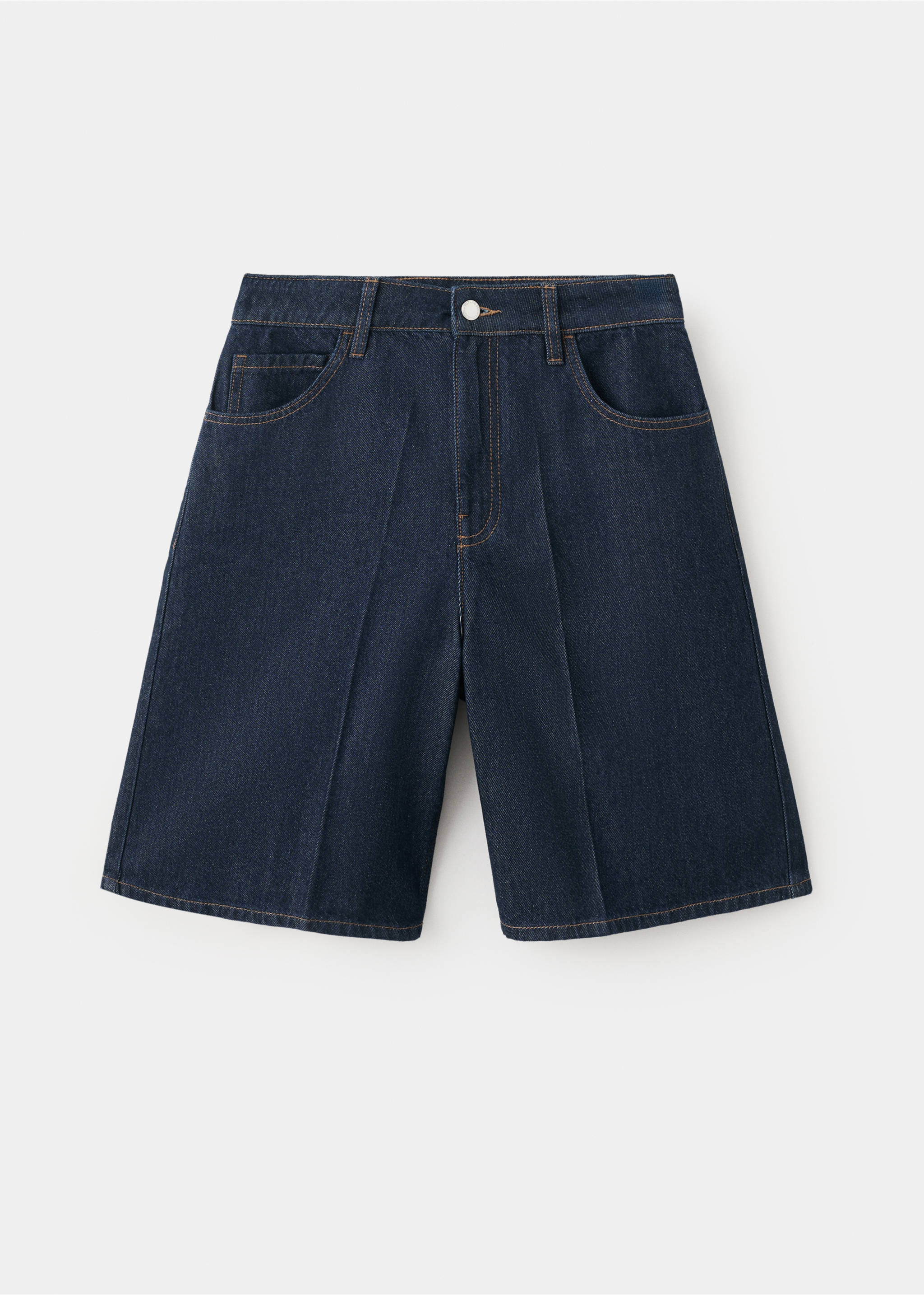 High-waist straight-fit denim shorts - Article without model, Open Blue. Ref: 27037140-00.