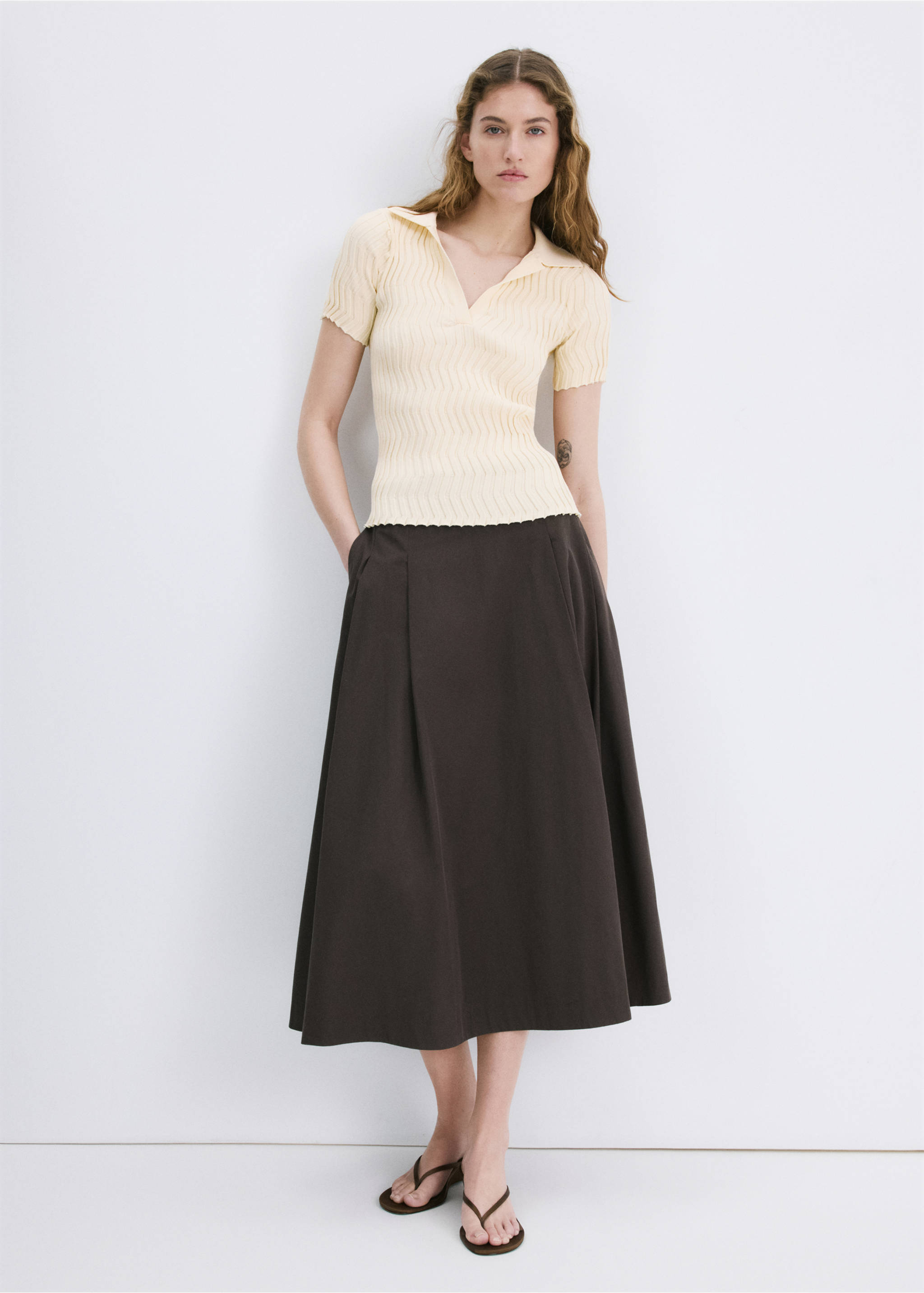 Knitted polo-neck sweater - General plane, Ecru. Ref: 27037142-00.