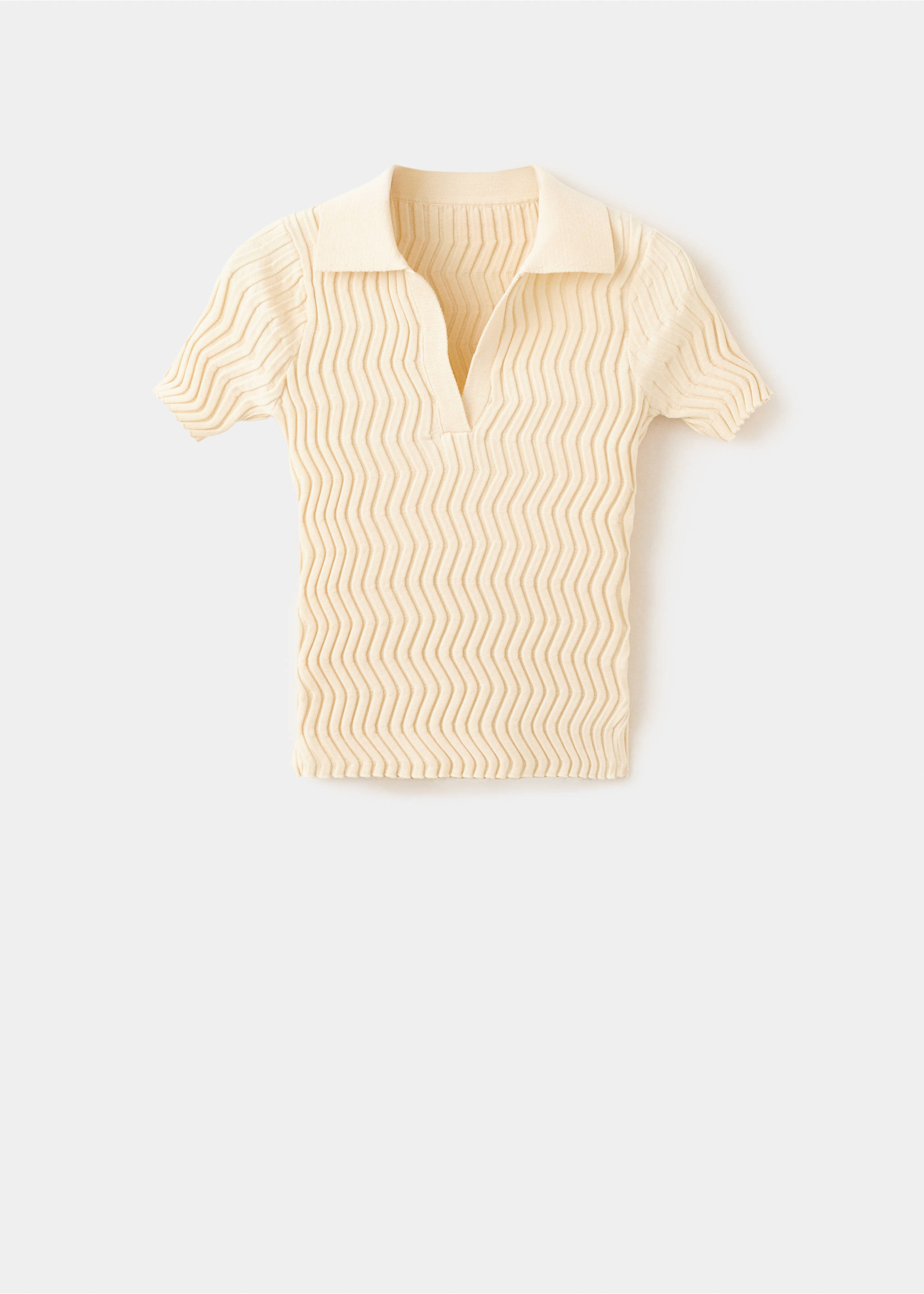 Knitted polo-neck sweater - Article without model, Ecru. Ref: 27037142-00.