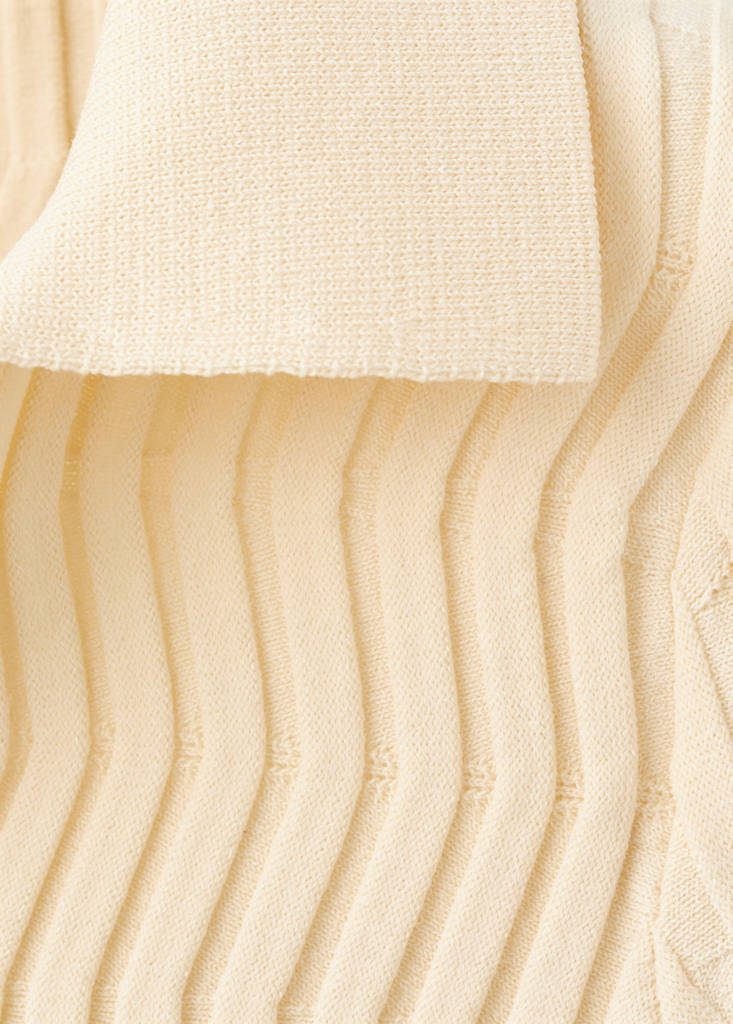 Knitted polo-neck sweater — Ecru