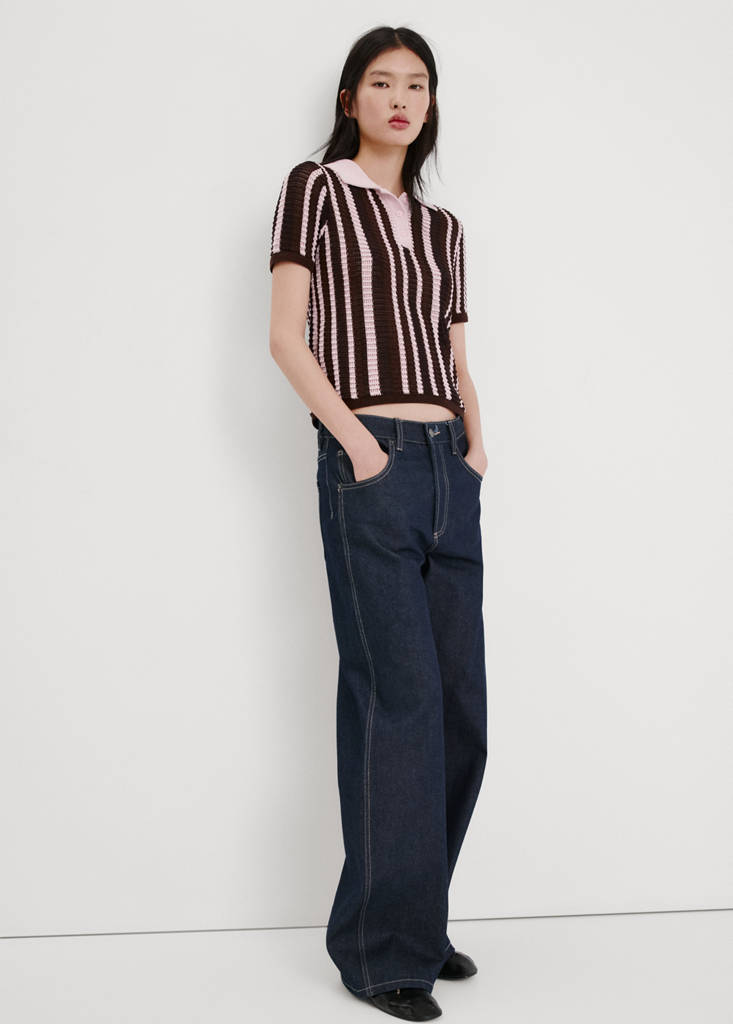 Knitted polo-neck sweater — Chocolate