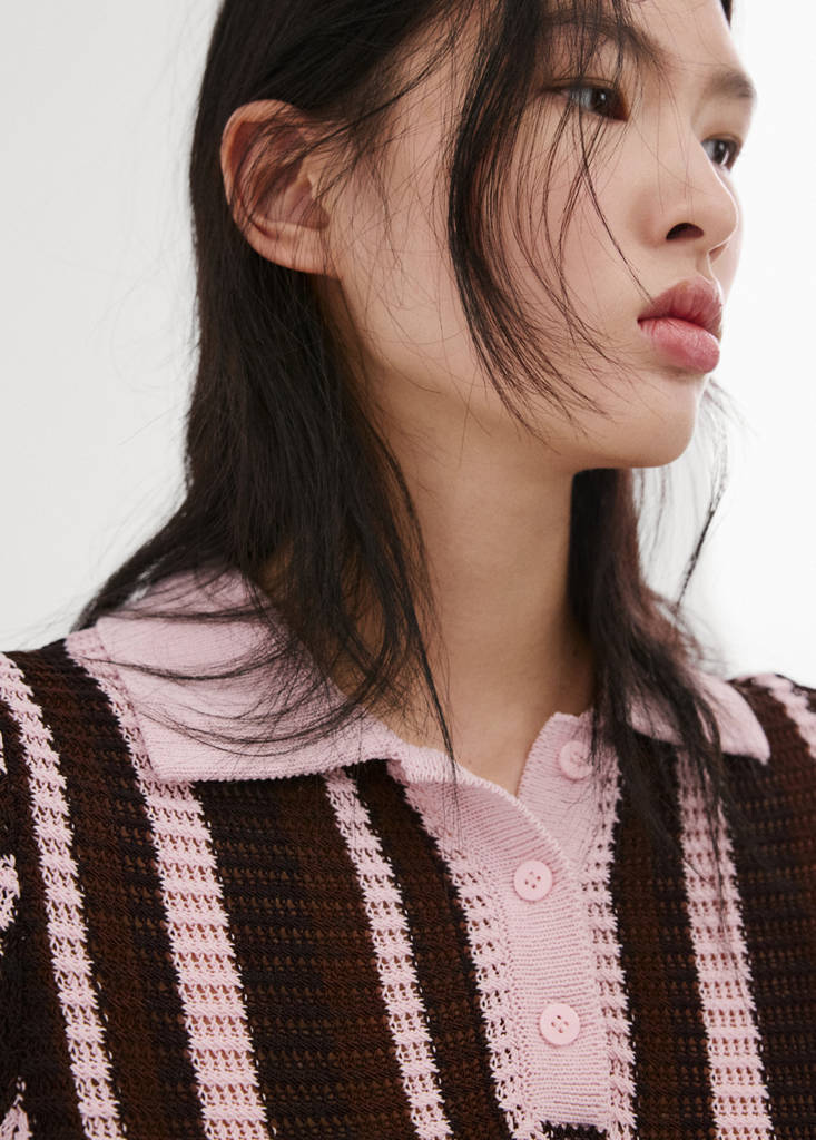 Knitted polo-neck sweater — Chocolate