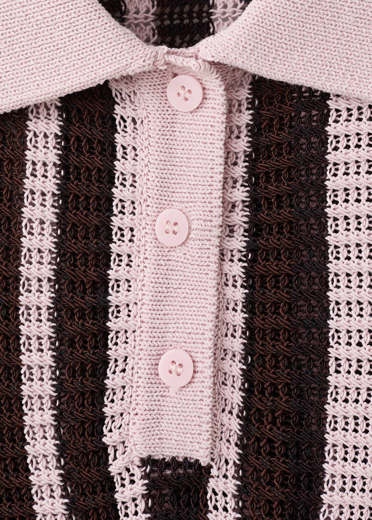 Knitted polo-neck sweater — Chocolate