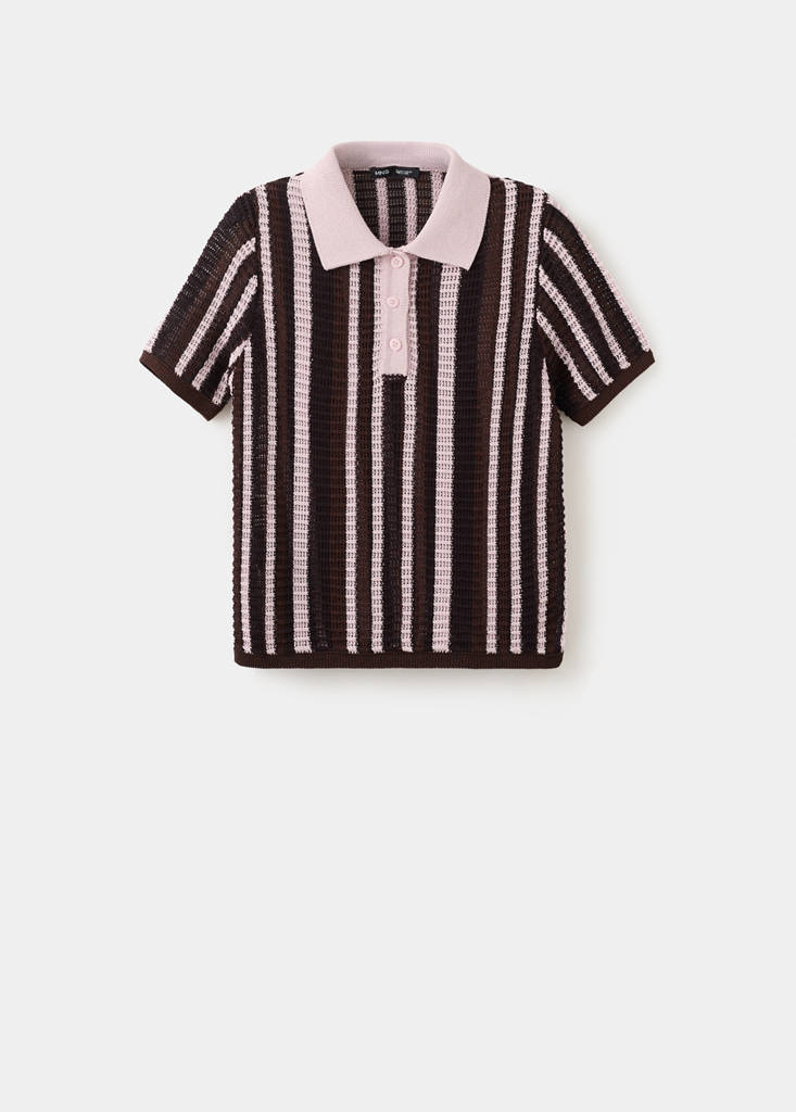 Knitted polo-neck sweater — Chocolate