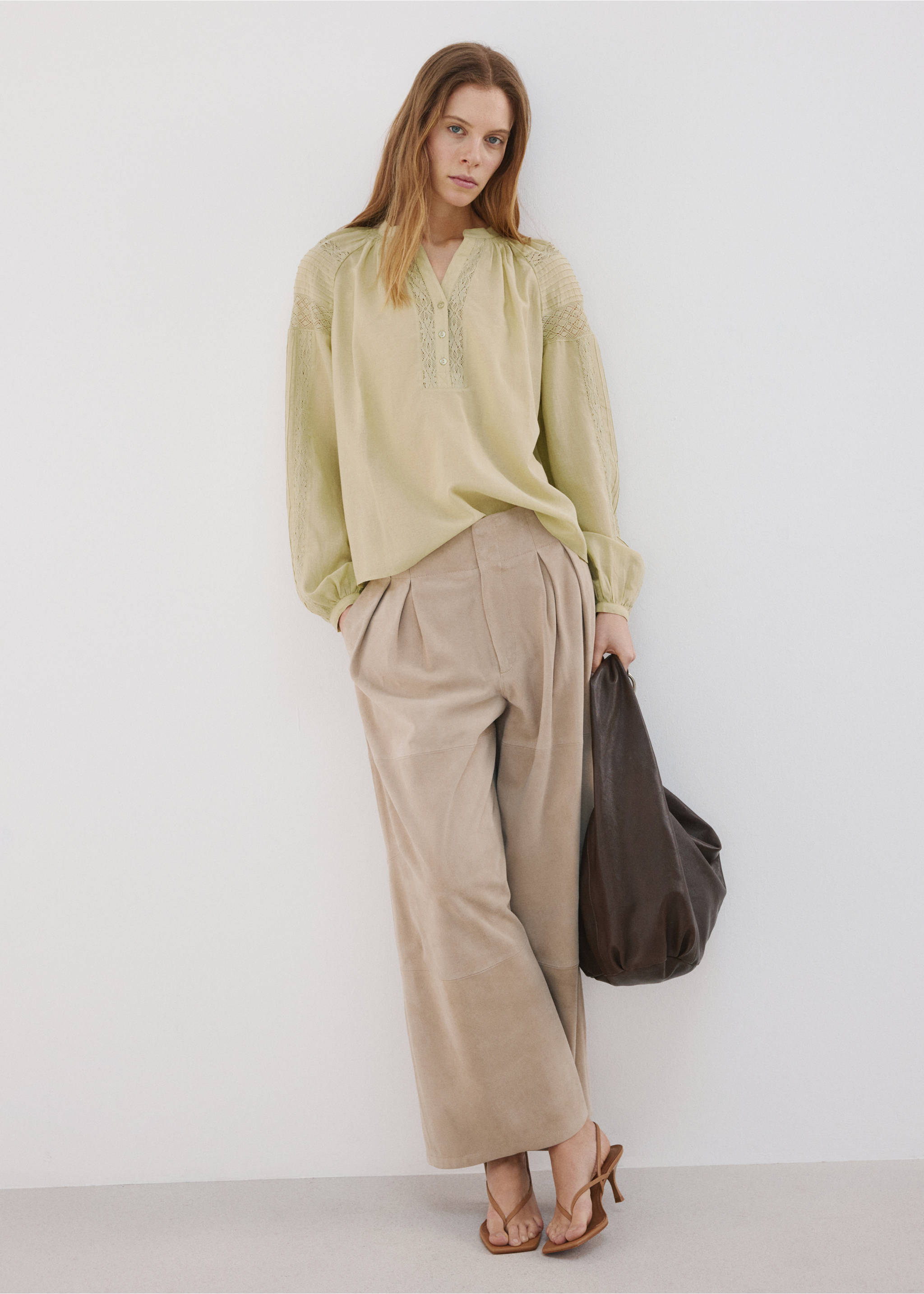 Blouse broderies ajourées - Plan général, Vert. Ref: 27037146-00.