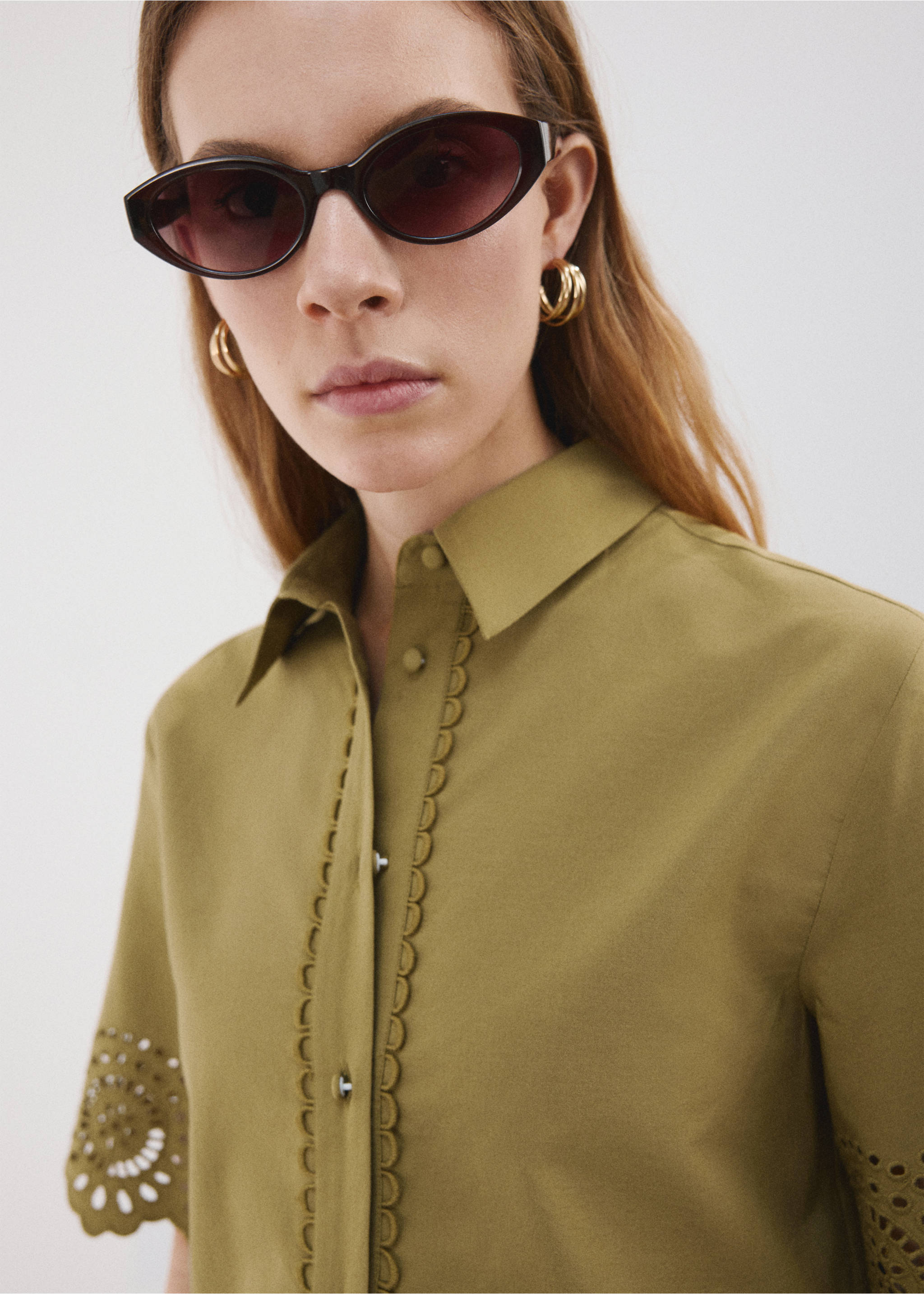 Chemise détails ajourés broderies - Détail de l'article 2, Vert. Ref: 27037147-00.