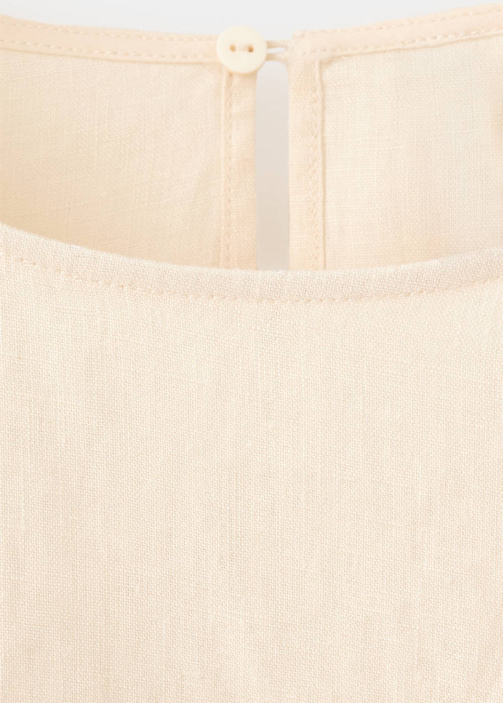 Linen blouse with contrasting stripes — Ecru