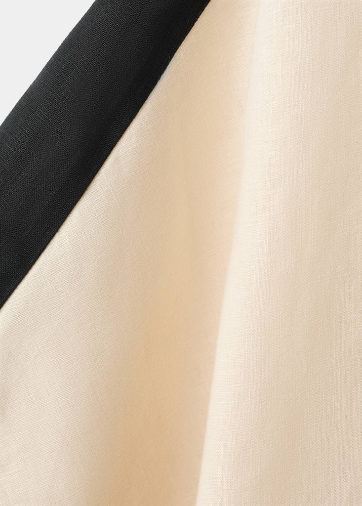Linen blouse with contrasting stripes — Ecru