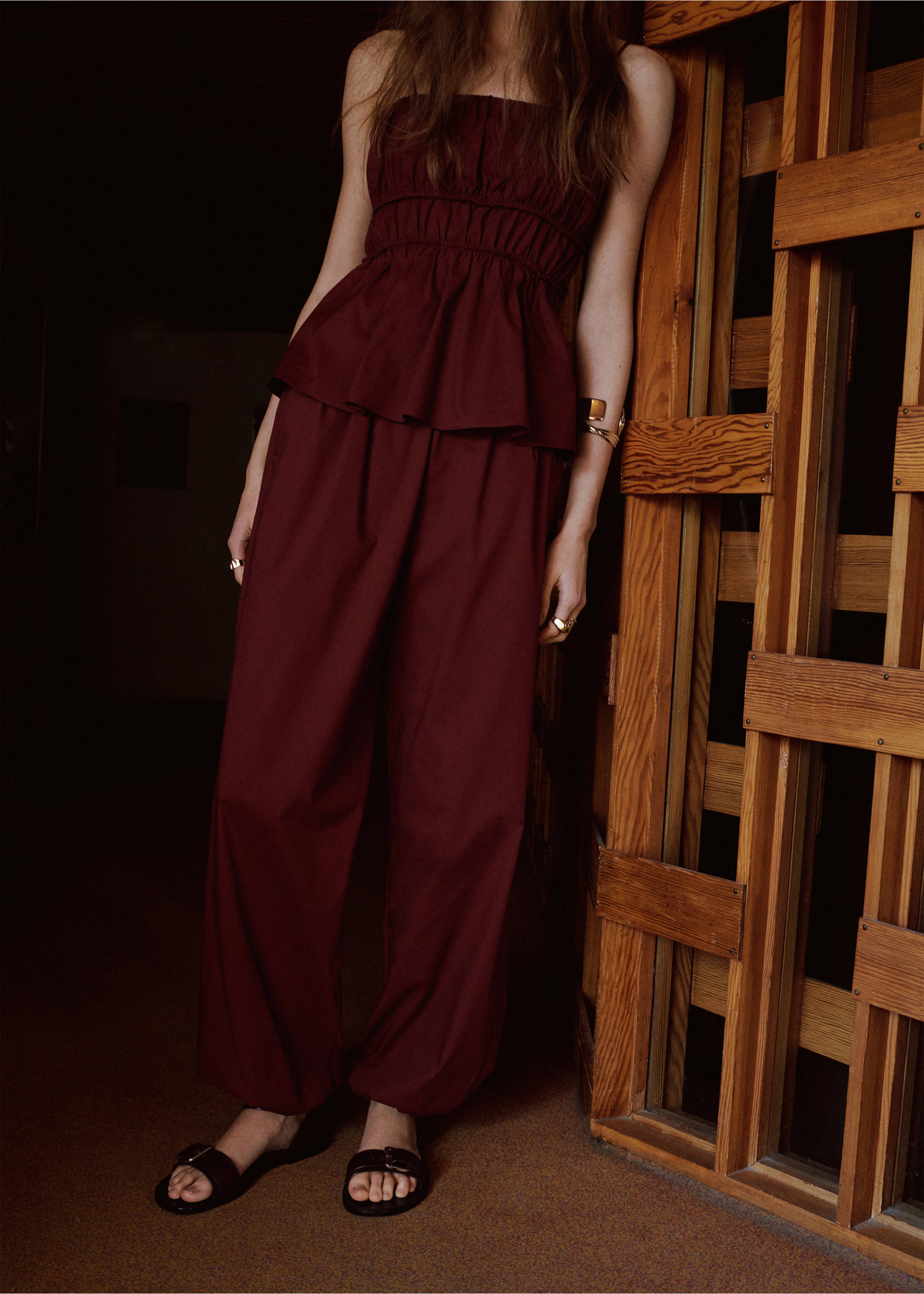High-waisted harem pants - Medium plane, Burnt Orange. Ref: 27037149-00.