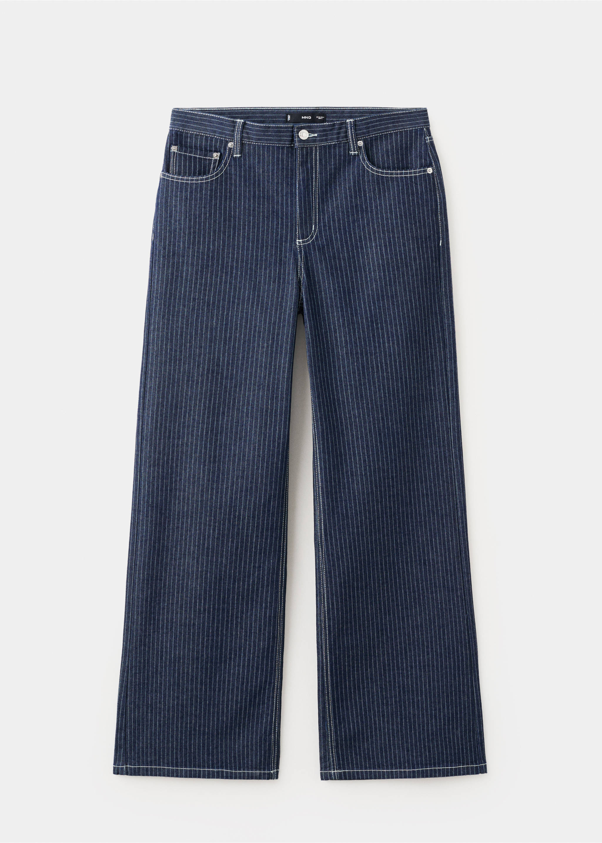 Straight striped jeans - Article without model, Indigo Blue. Ref: 27037150-00.