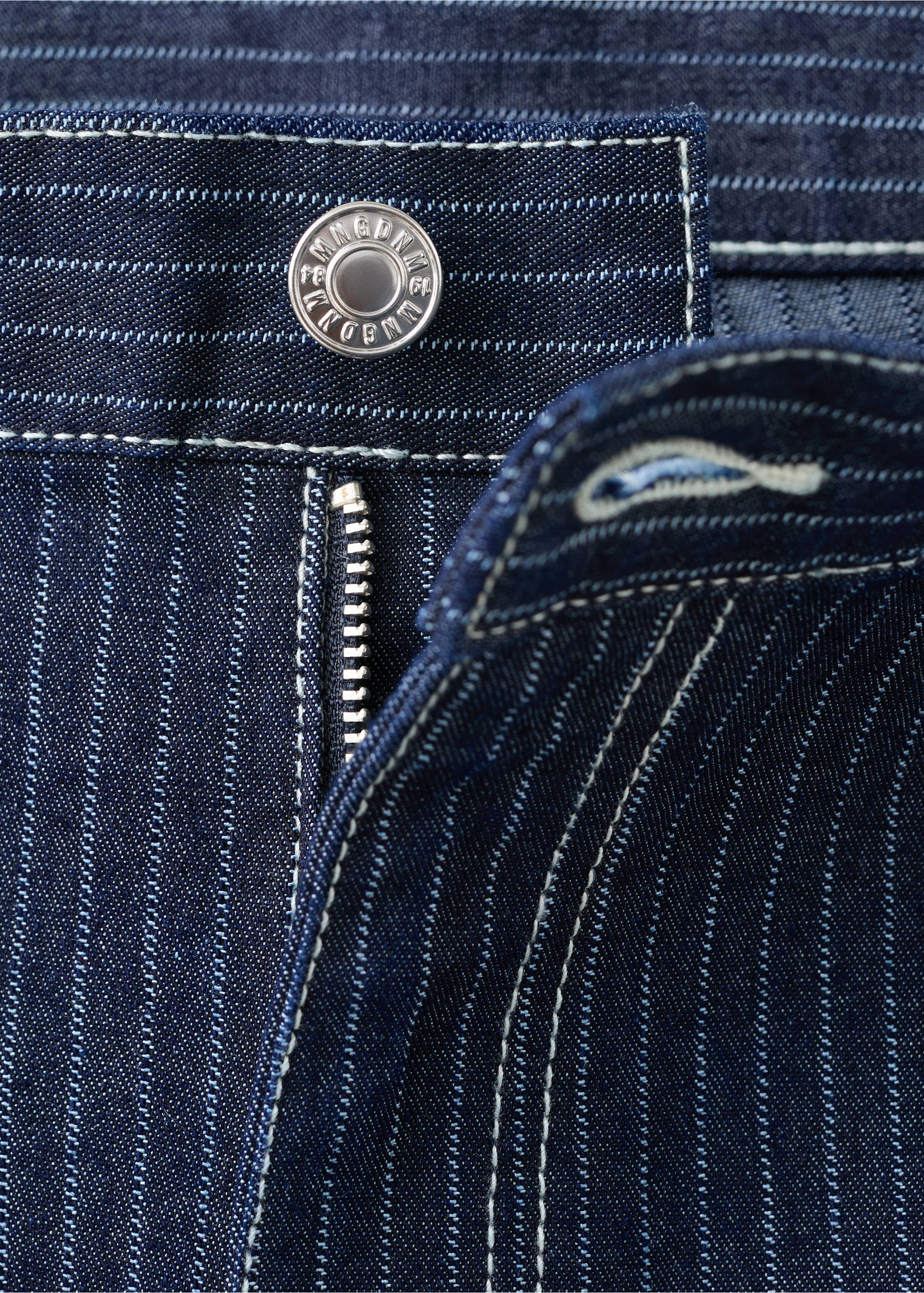 Straight striped jeans - Details of the article 8, Indigo Blue. Ref: 27037150-00.