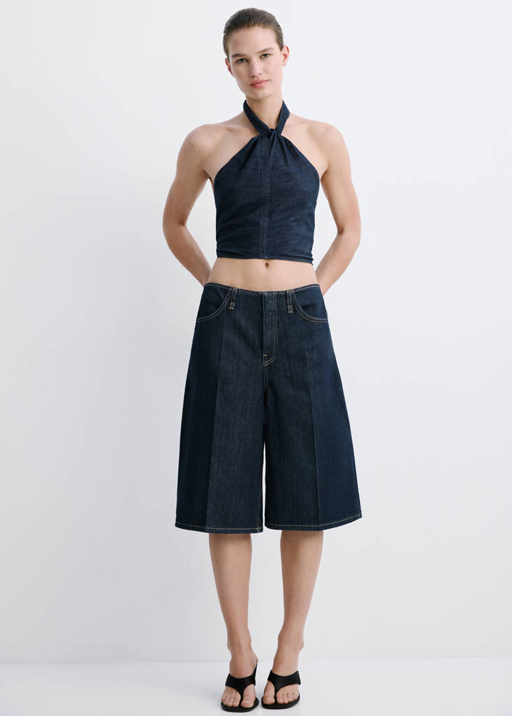 Halter neck denim top — Open Blue