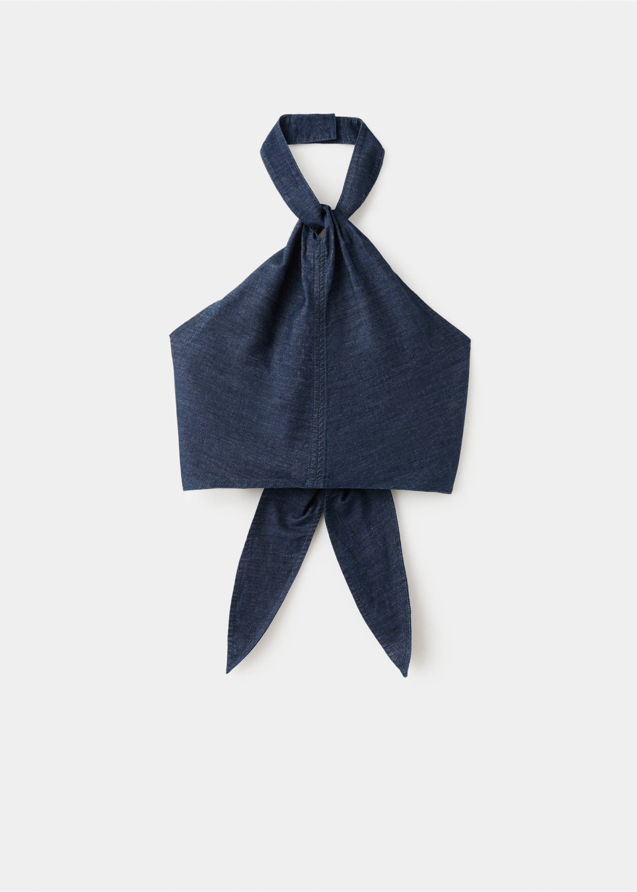 Halter neck denim top - Article without model, Open Blue. Ref: 27037151-00.