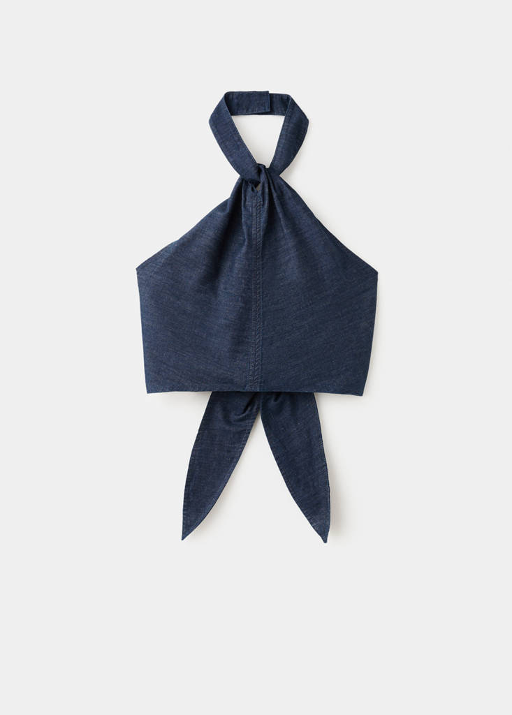 Halter neck denim top — Open Blue