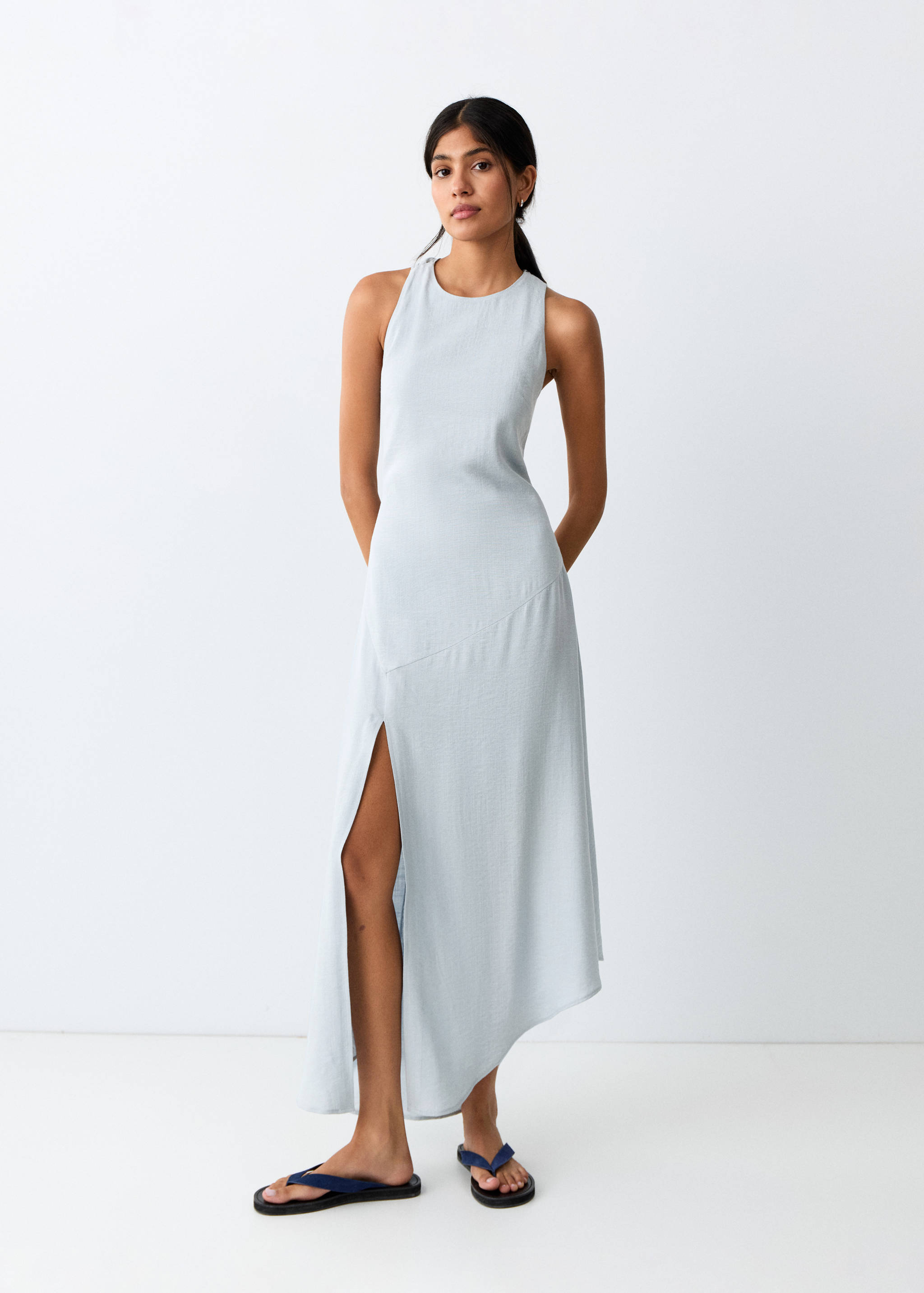 فستان فضفاض بظهر متقاطع - رؤية عامة