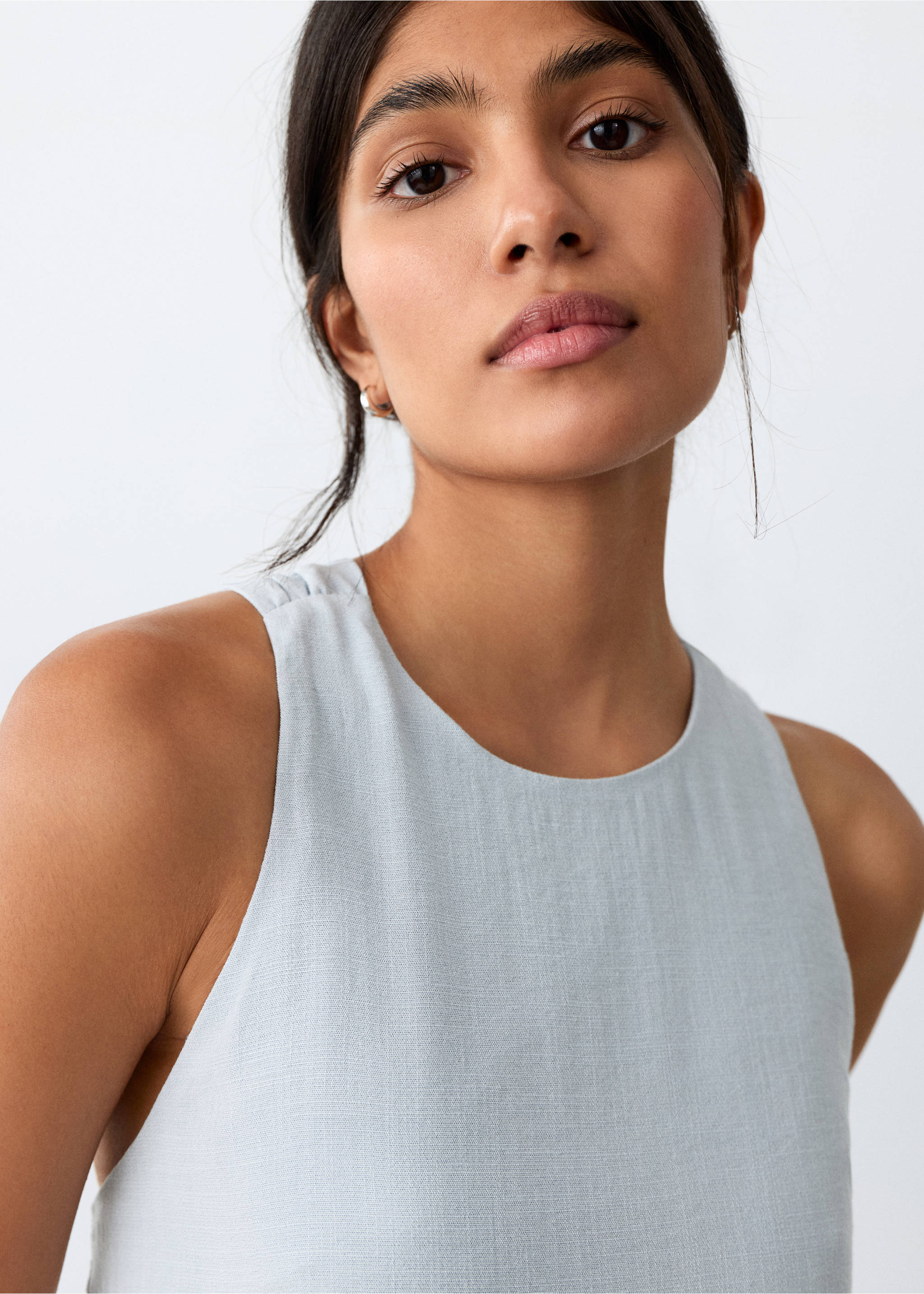 فستان فضفاض بظهر متقاطع - تفاصيل المنتج 1, أزرق سماوي. Ref: 27037152-00.