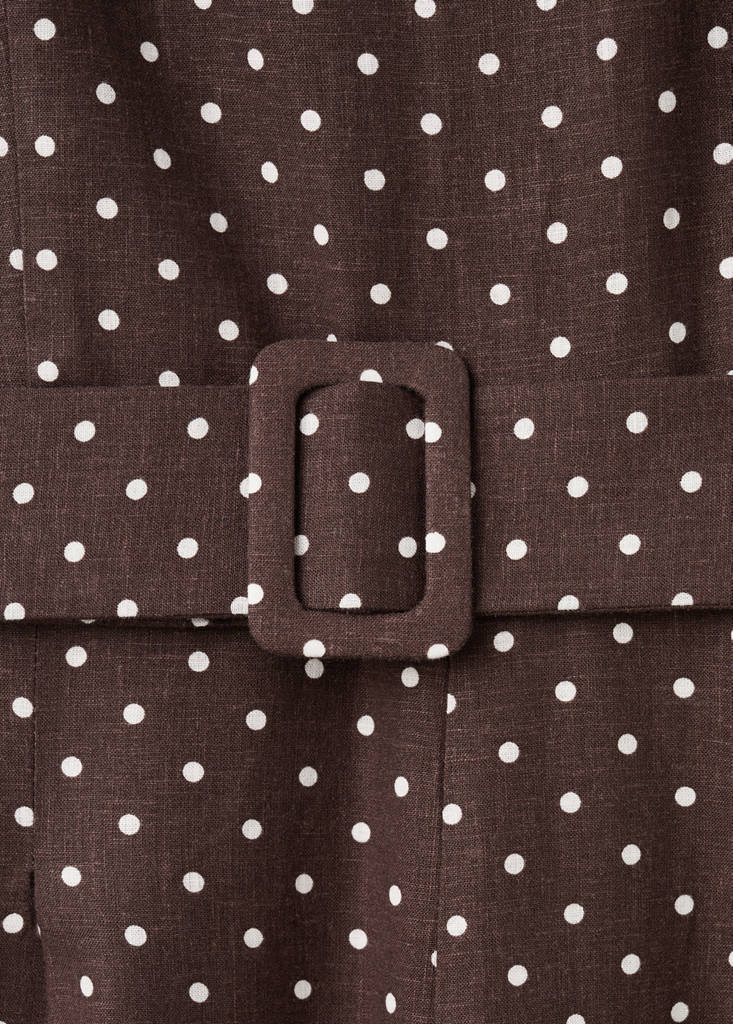 Linen jumpsuit with polka-dot belt — Chocolate