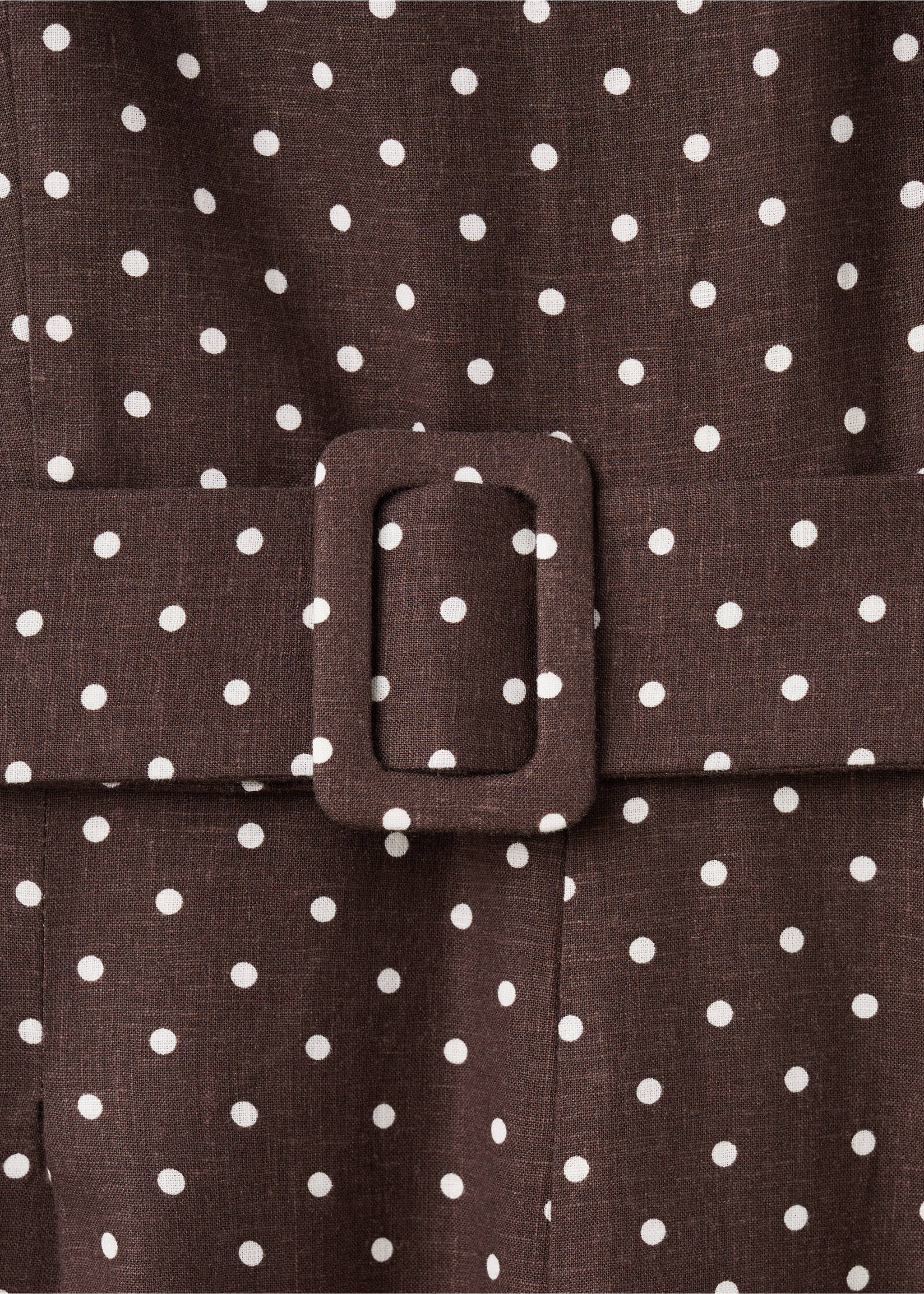 Linen jumpsuit with polka-dot belt - Details of the article 0, Chocolate. Ref: 27037153-00.