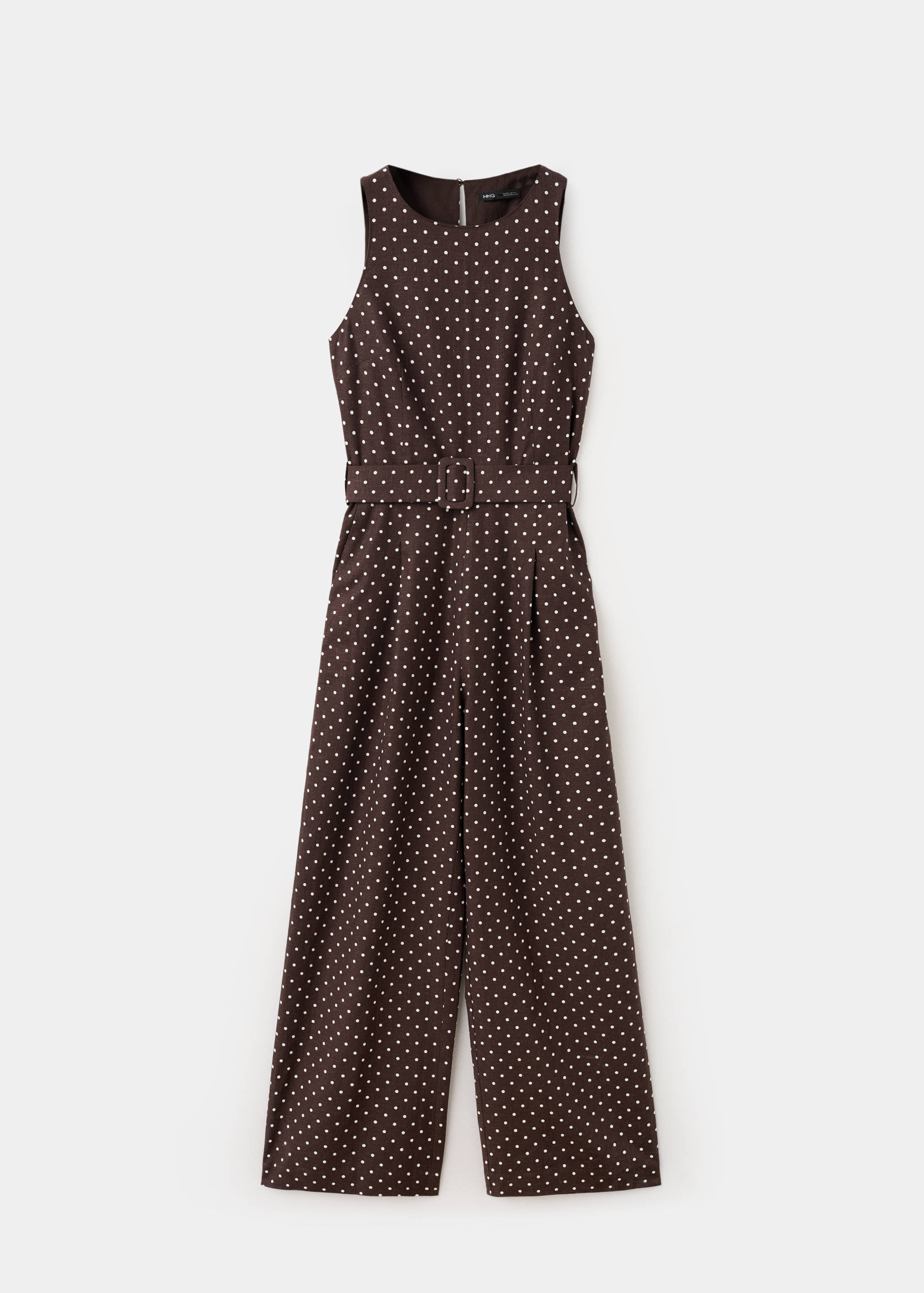 Linen jumpsuit with polka-dot belt - Article without model