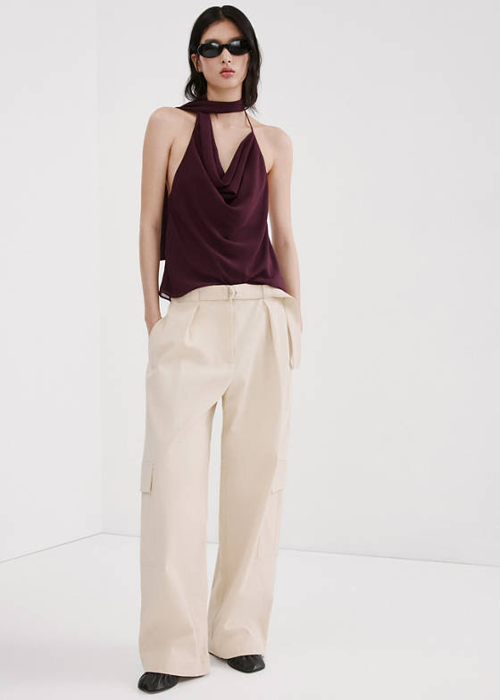 Drape yaka fular bluz