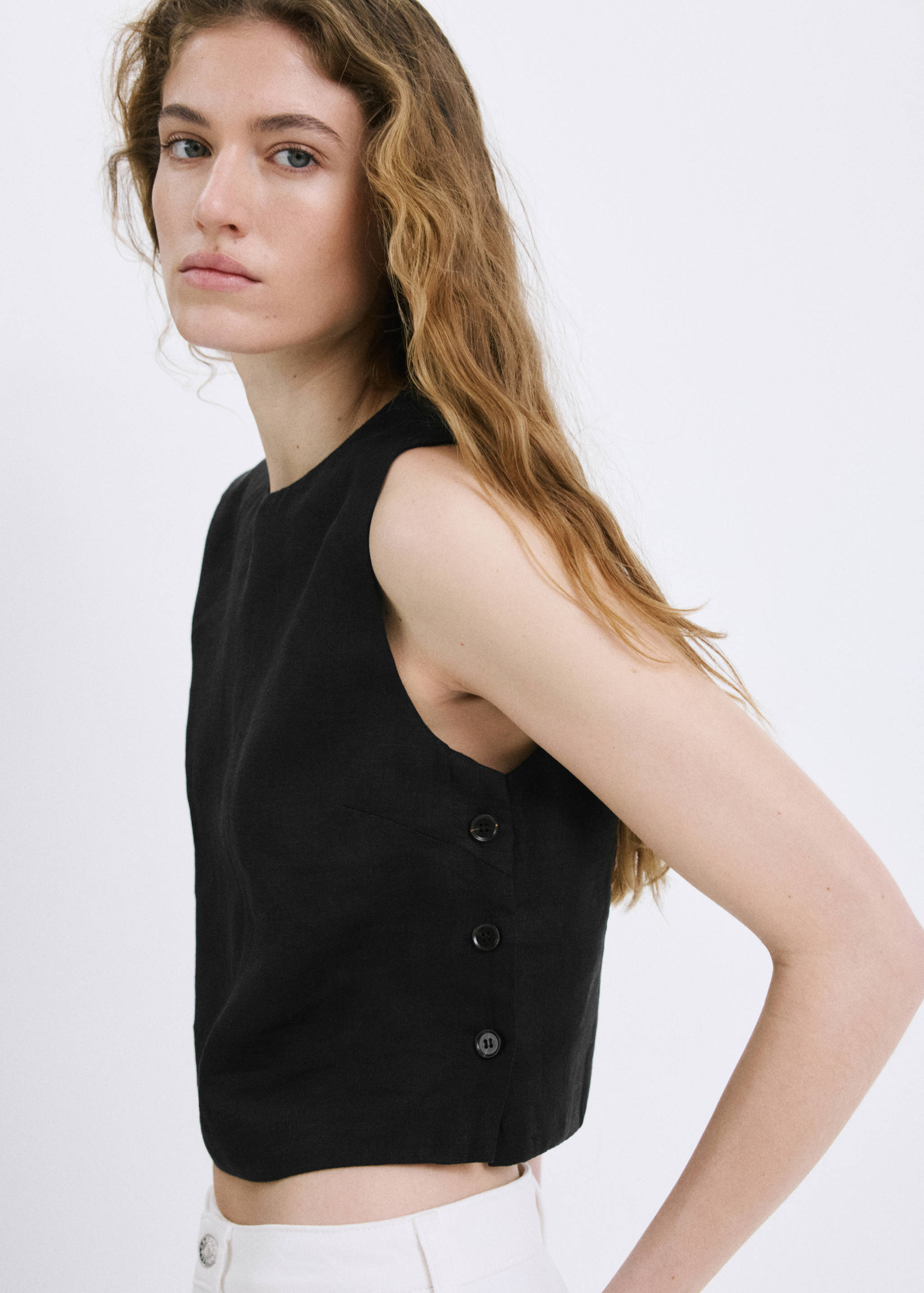 100% linen crop top - Medium plane