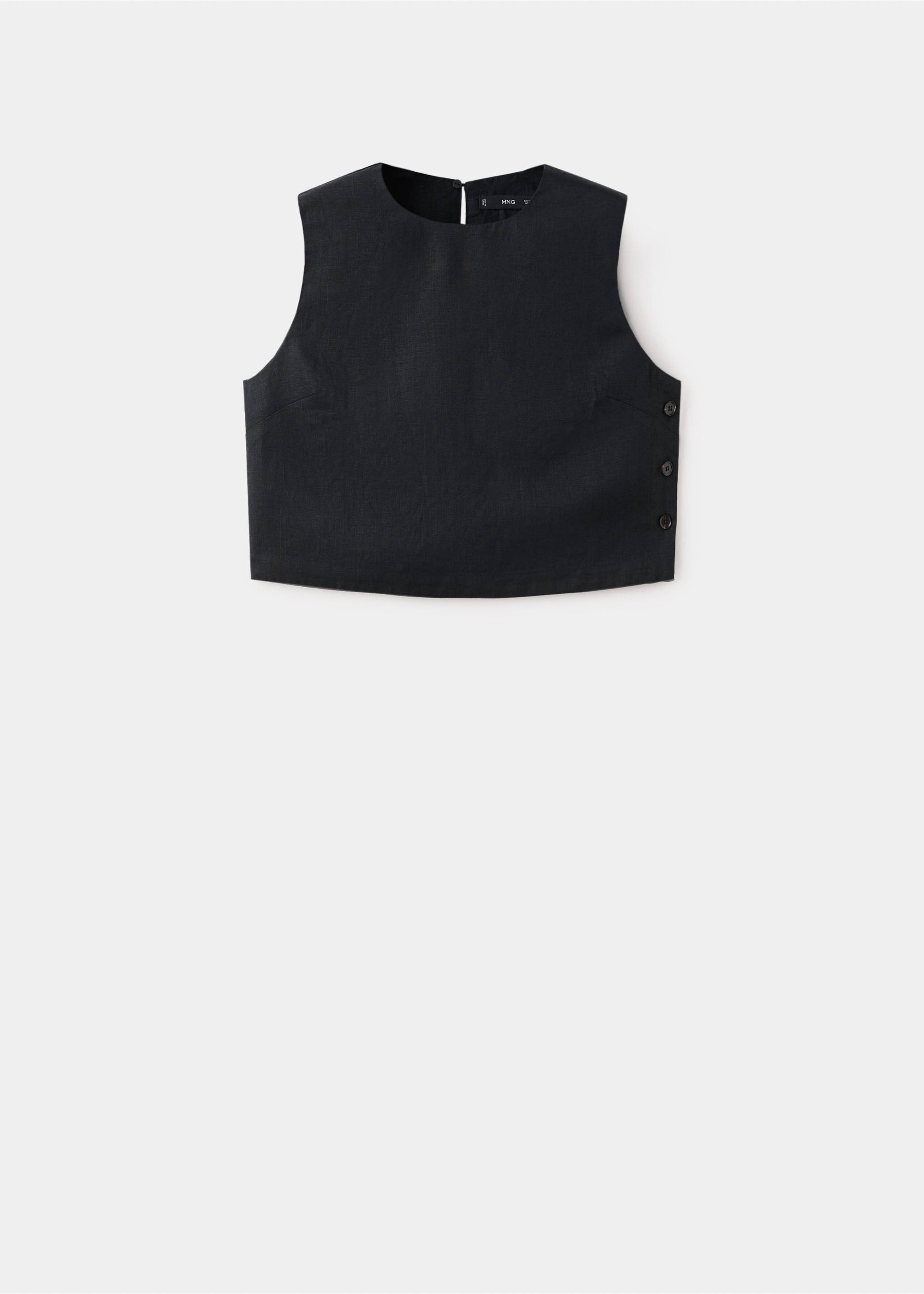 Top crop 100 % lin - Article sans modèle, Noir. Ref: 27037157-00.