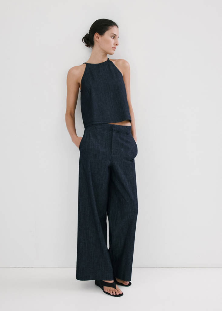 Halter neck denim top — Open Blue