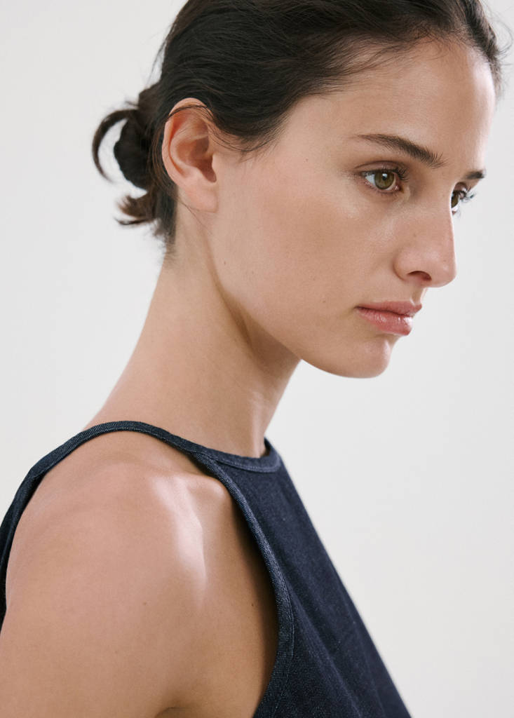 Halter neck denim top — Open Blue