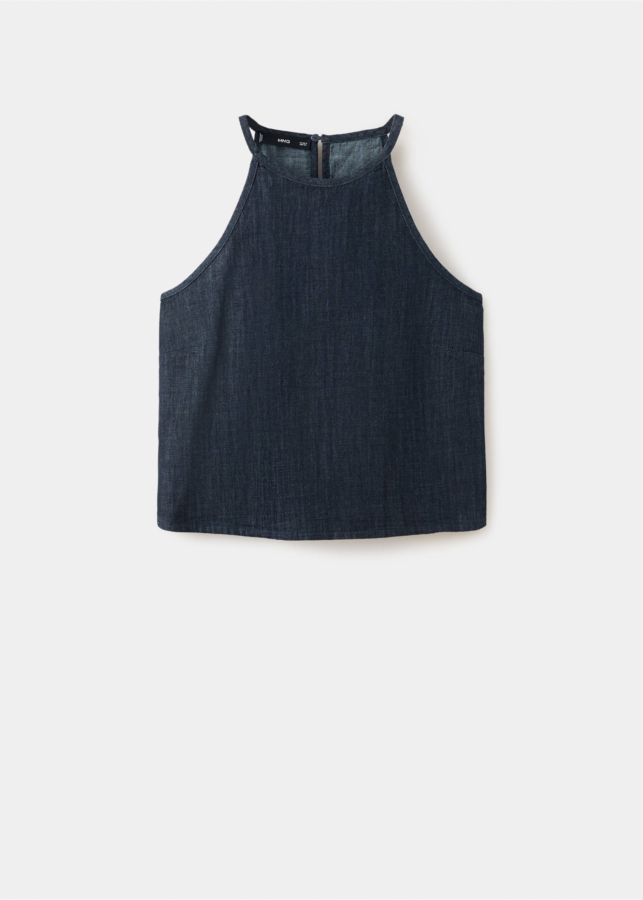 Top denim cuello halter - Artículo sin modelo, Azul. Ref: 27037158-00.