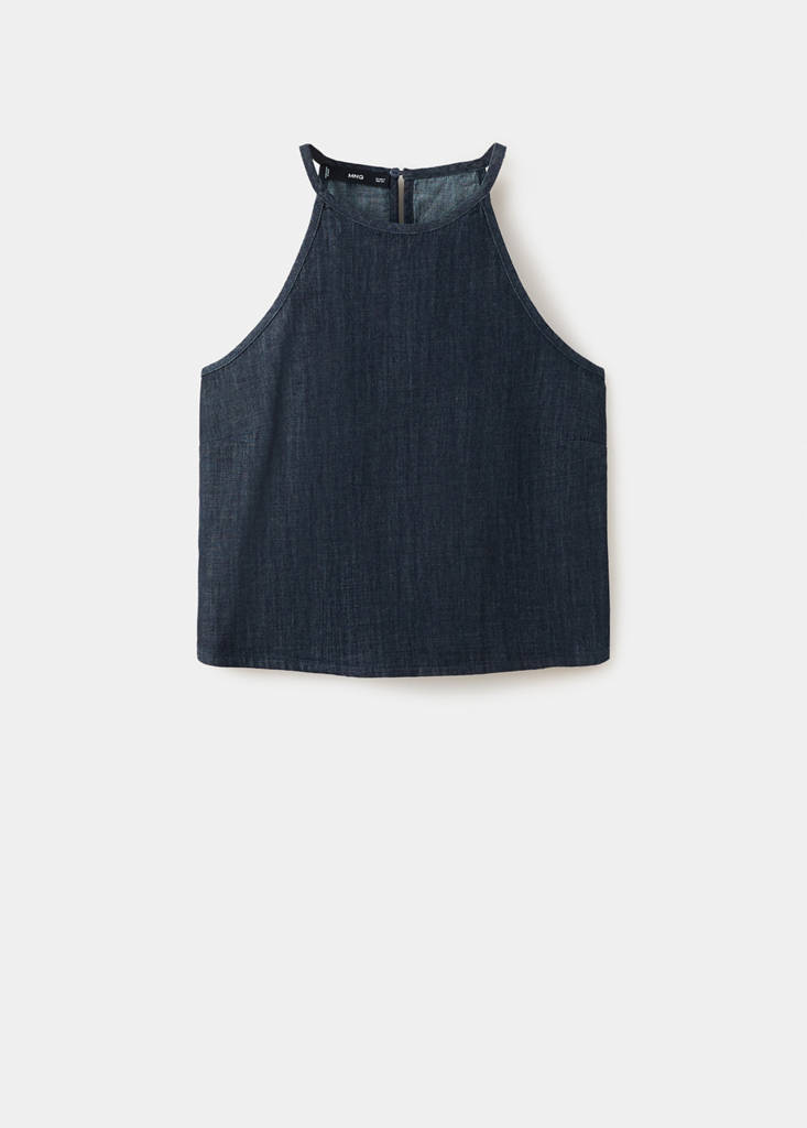 Halter neck denim top — Open Blue