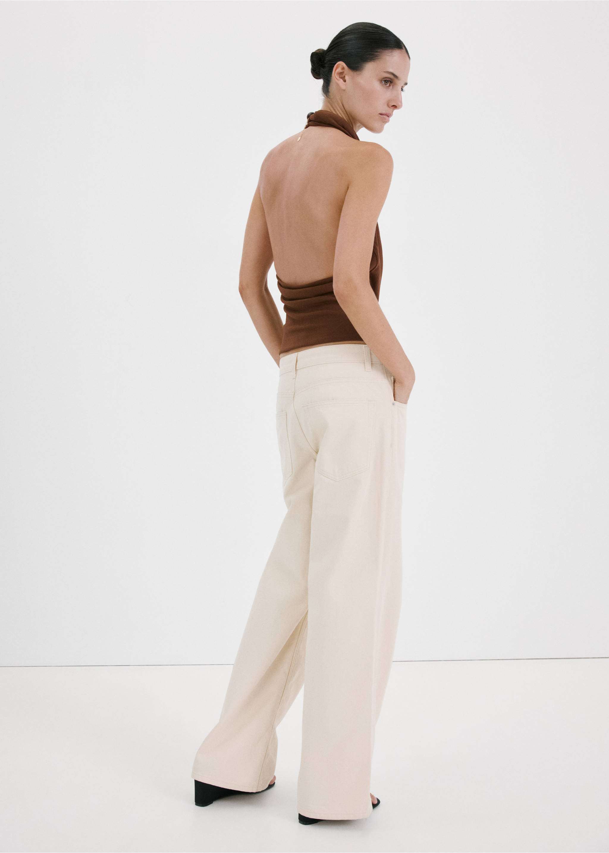 Draped halter top - Reverse of the article, Brown. Ref: 27037159-00.